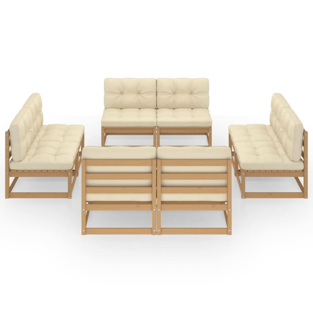 VIDAXL Salon de jardin 8 pcs avec coussins Bois de pin massif