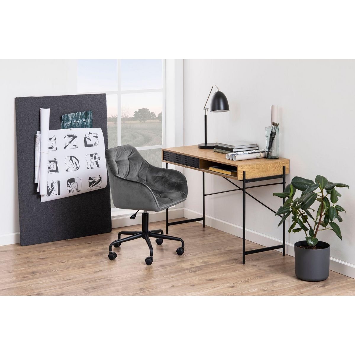 CONCEPT USINE Bureau industriel avec niche et porte coulissante MUSHU