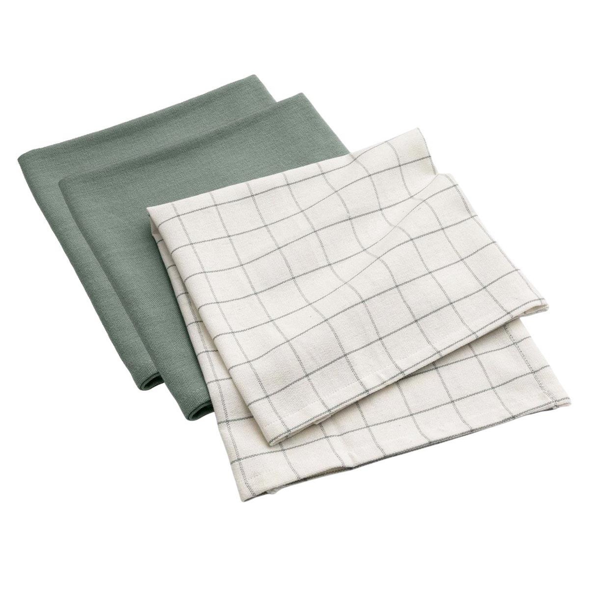Douceur d'Intérieur Lot de 3 torchons de cuisine  gourmet  50x70cm vert cèdre