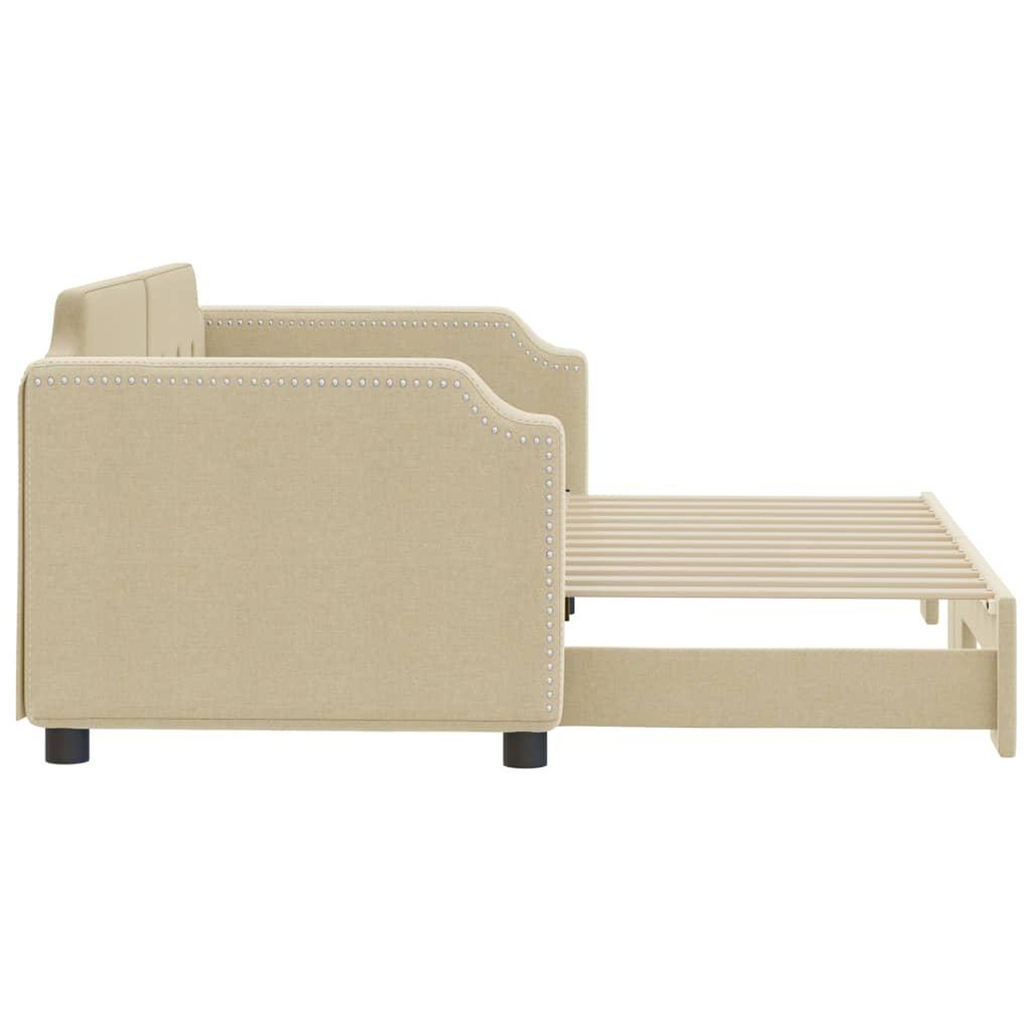 Voir la diapositive 4 : VIDAXL Lit de jour avec gigogne sans matelas creme 80x200 cm