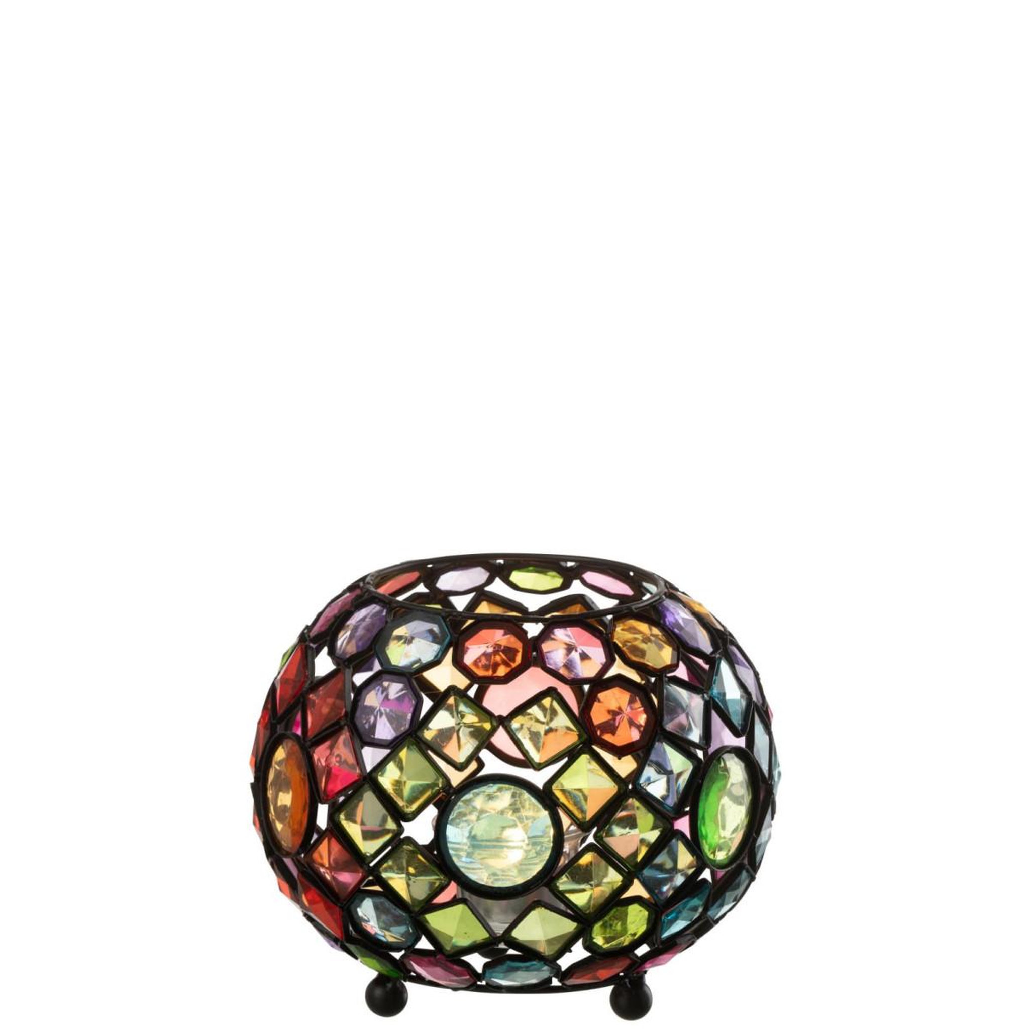 Voir la diapositive 2 : J-LINE Photophore en Métal  Festive  20cm Multicolore
