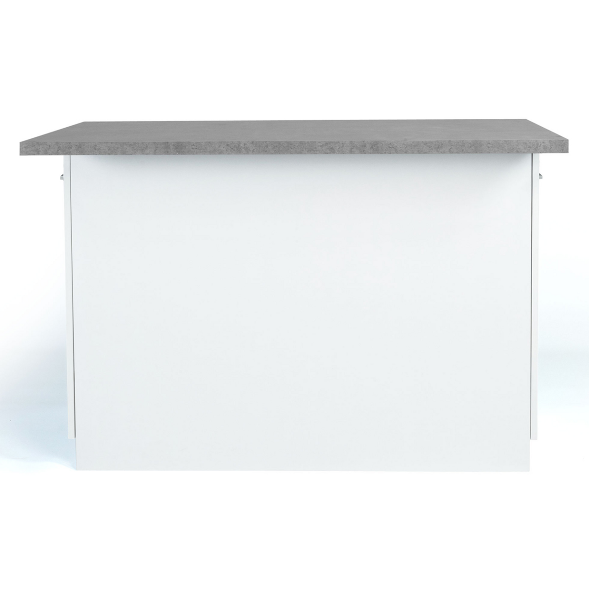 ID MARKET Ilot central IVO 120 cm blanc avec plan de travail effet béton