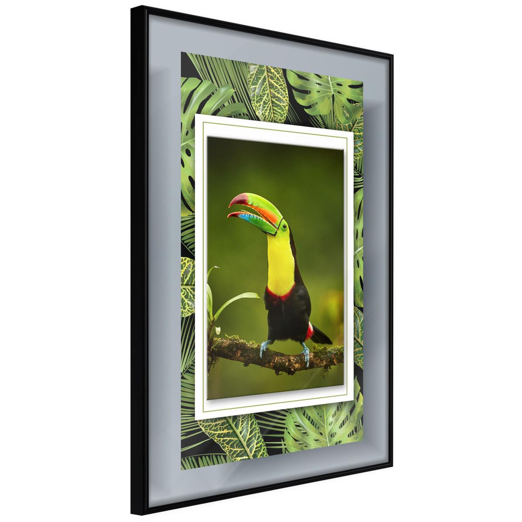 Paris Prix Affiche murale encadrée  toucan in the frame. Coloris disponibles : Jaune, Noir