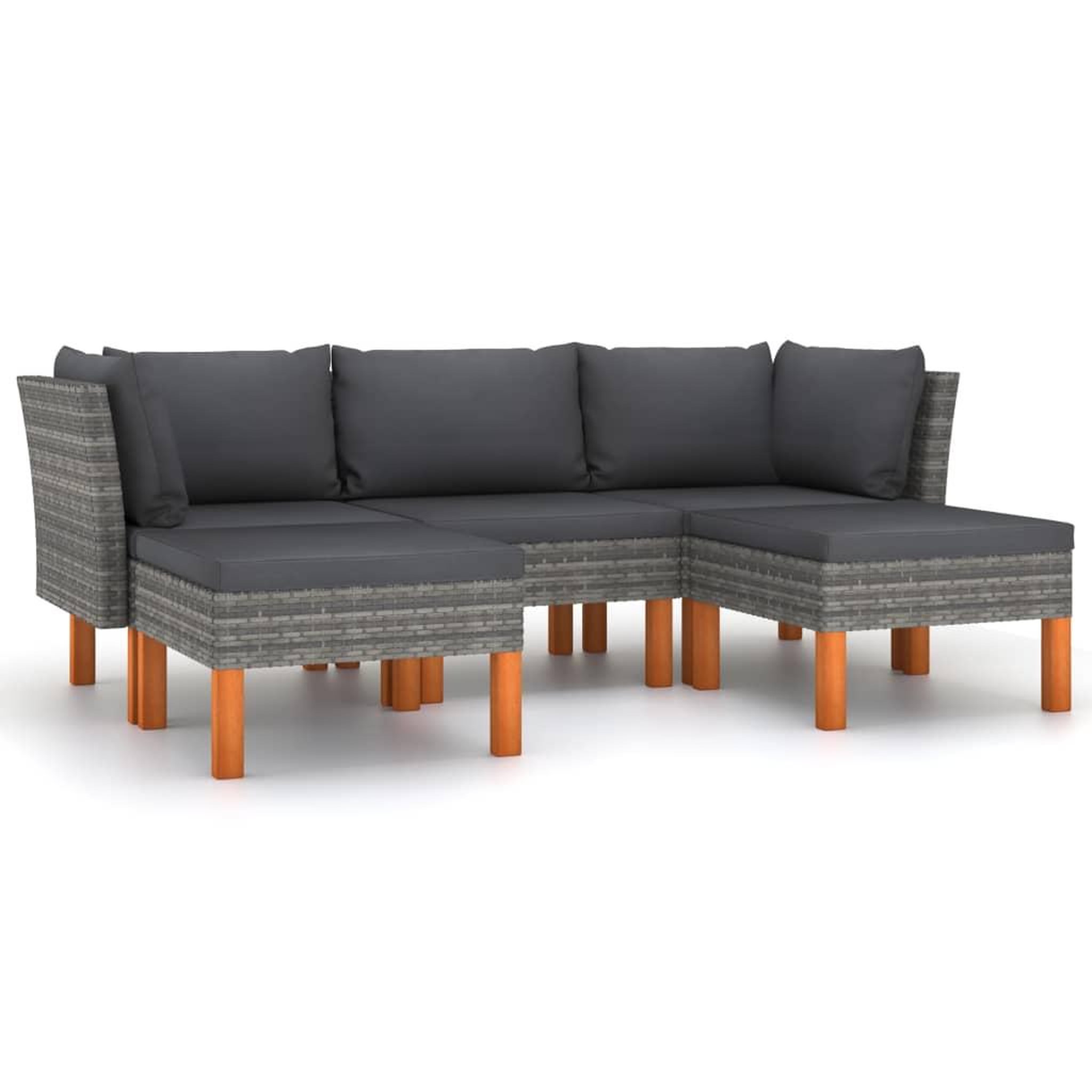 Voir la diapositive 2 : VIDAXL Salon de jardin 5 pcs avec coussins Resine tressee Gris