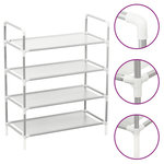 VIDAXL Etagere a chaussures 4 etageres Metal et tissu intisse Argente