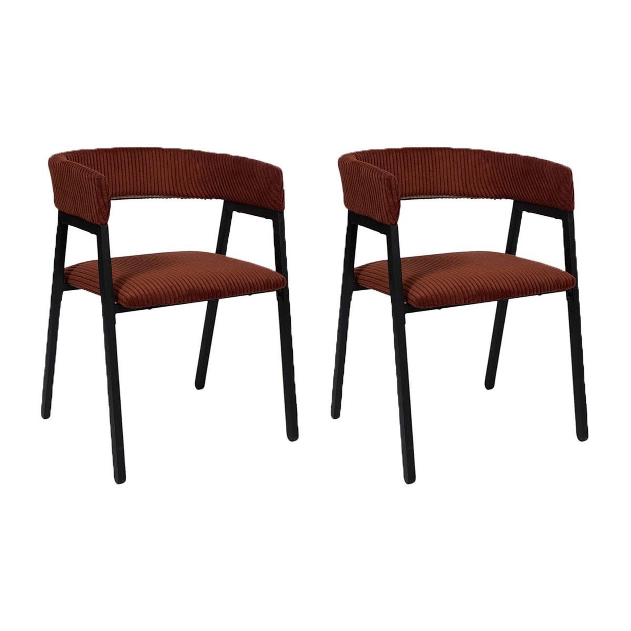 The Home Deco Factory Lot de 2 chaises design côtelé  scott  71cm terracotta
