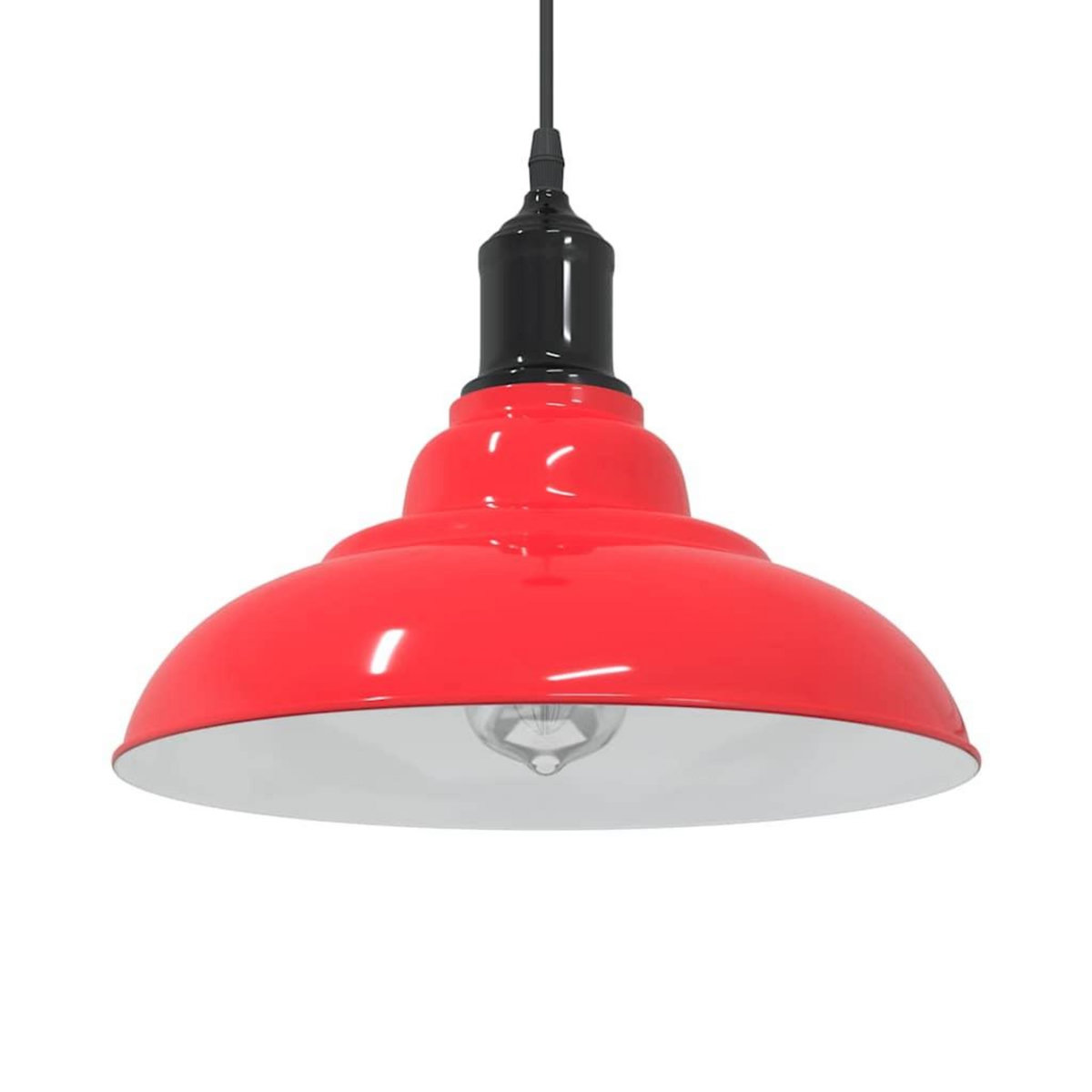 VIDAXL Lampe suspendue reglable hauteur E27 rouge brillant Ø31cm metal