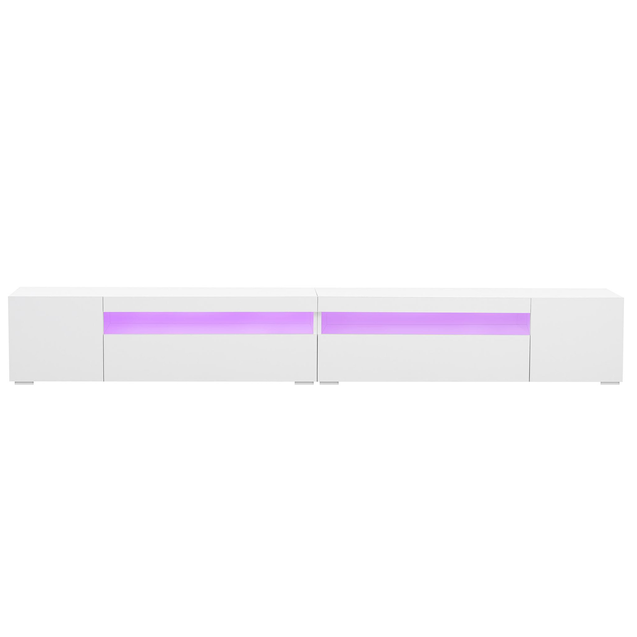 MERAX Meuble tv blanc 240 cm led mdf