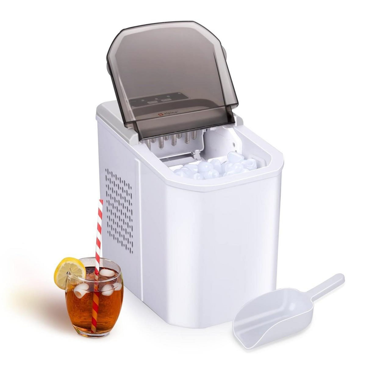 Alpina Machine à glaçons 112W Cycles de 9 glaçons 10 à 12 min 2 tailles Couvercle Transparent ALPINA