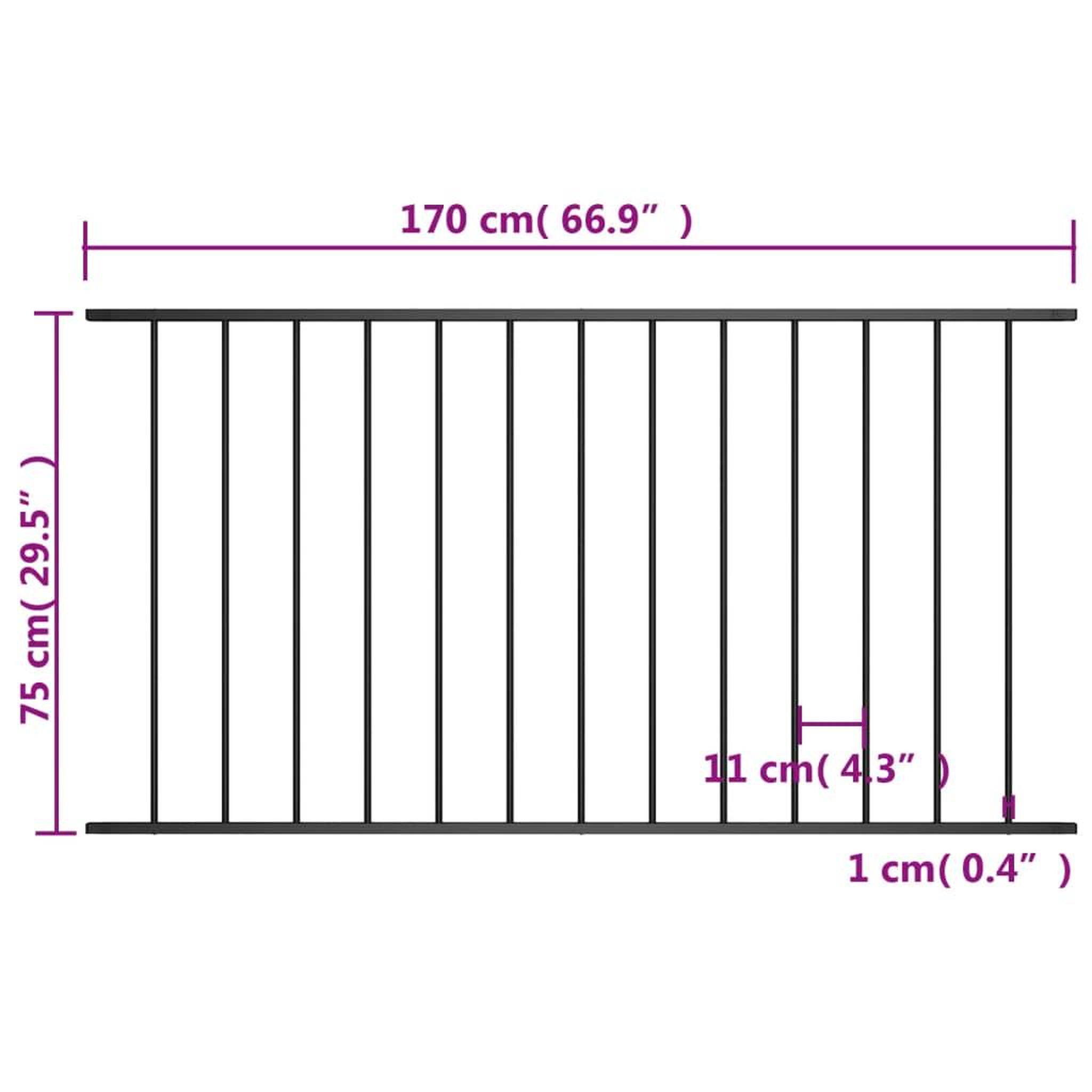 Voir la diapositive 5 : VIDAXL Panneau de cloture Acier enduit de poudre 1,7x0,75 m Noir