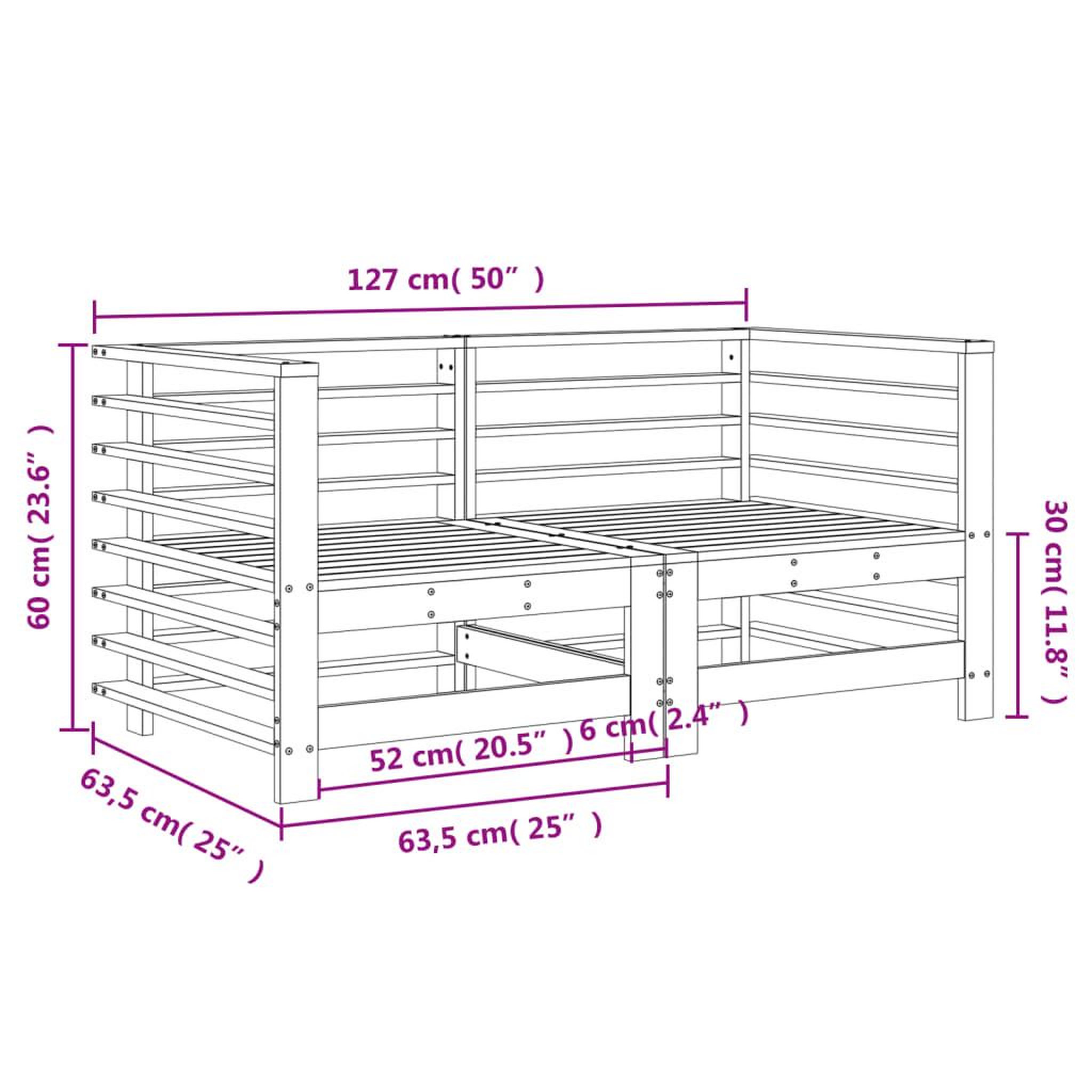 Voir la diapositive 6 : VIDAXL Canapes d'angle de jardin 2 pcs blanc bois de pin massif