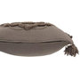 Voir la diapositive 3 : Paris Prix Coussin Déco Pompons  Bord Floches  45x45cm Taupe