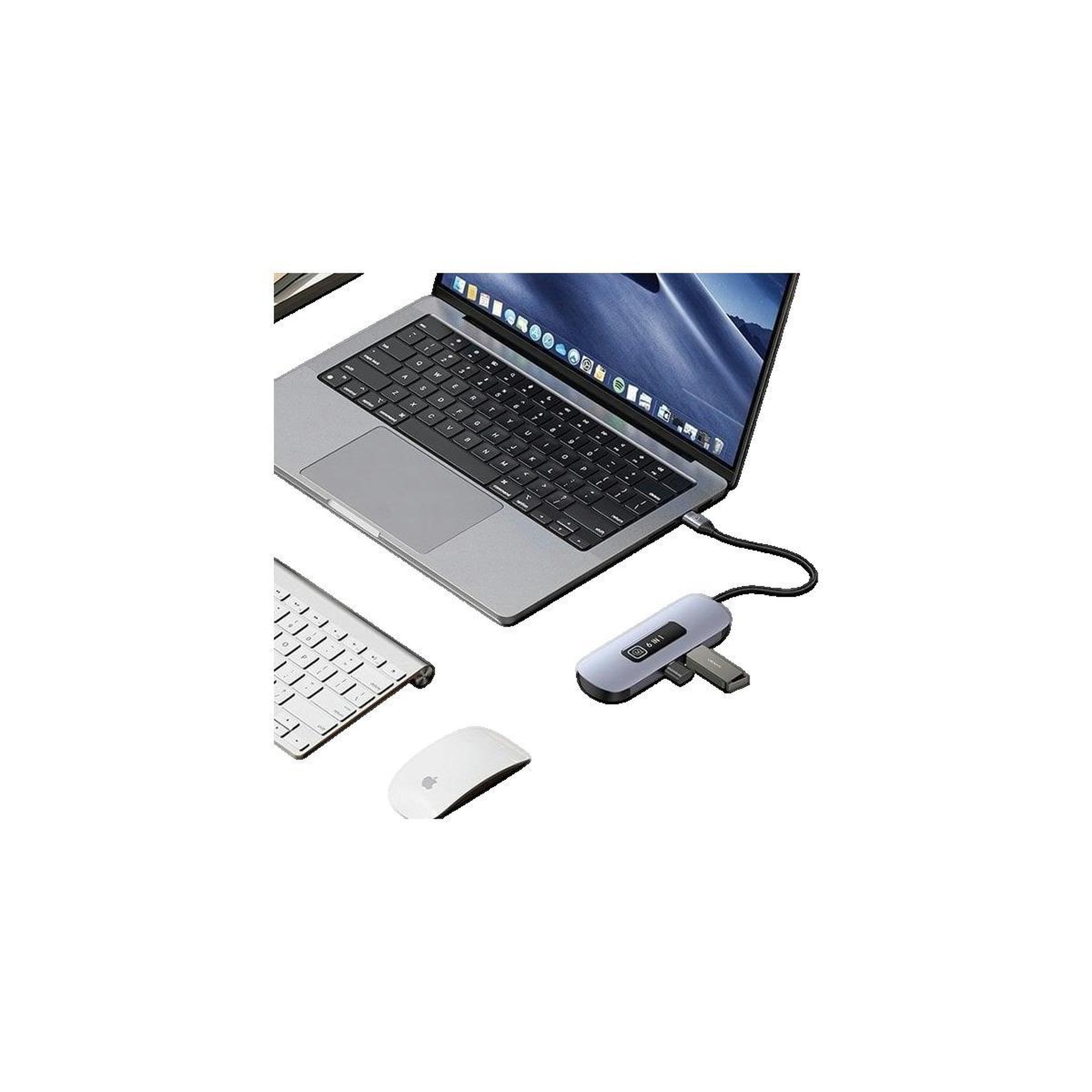 Voir la diapositive 3 : USPC Adaptateur HUB USB usams 6 en 1 Gris