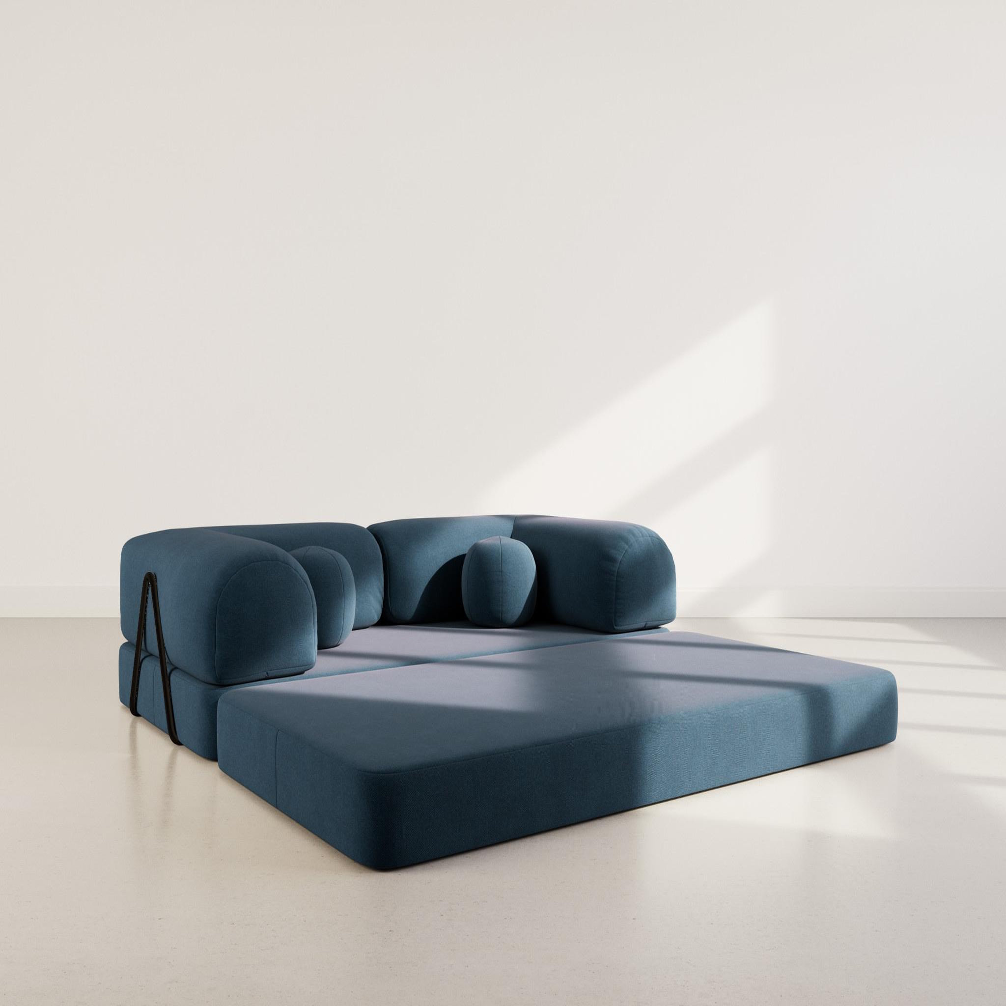 Voir la diapositive 2 : BEST MOBILIER Nebula - canapé 3 places convertible en velours texturé
