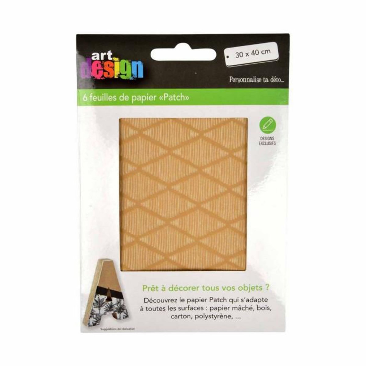 Paris Prix Lot de 6 Feuilles de Papier Patch  Bamako  30x40cm Beige