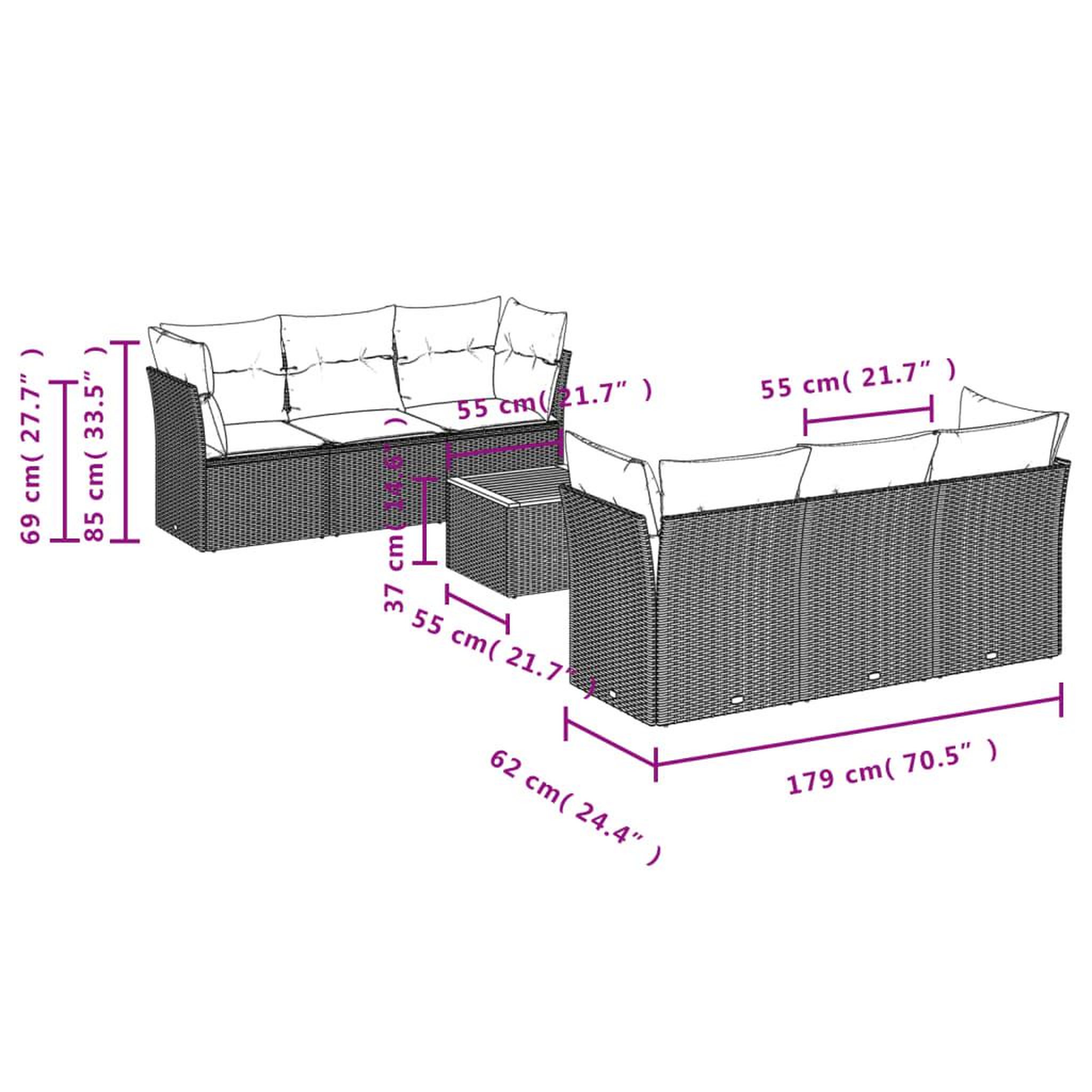 Voir la diapositive 4 : VIDAXL Salon de jardin 7 pcs avec coussins noir resine tressee
