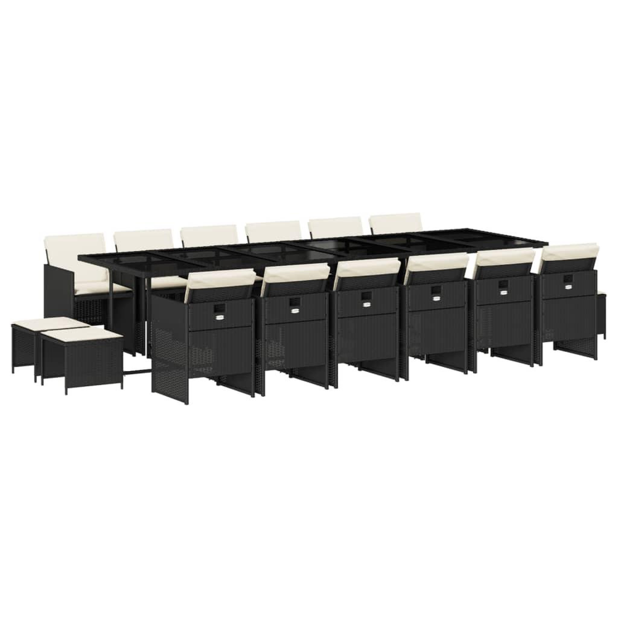 Voir la diapositive 2 : VIDAXL Ensemble a manger de jardin 17 pcs coussins noir resine tressee
