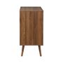 Voir la diapositive 5 : SWEEEK Commode décor bois de noyer. 3 tiroirs. pieds en pin massif