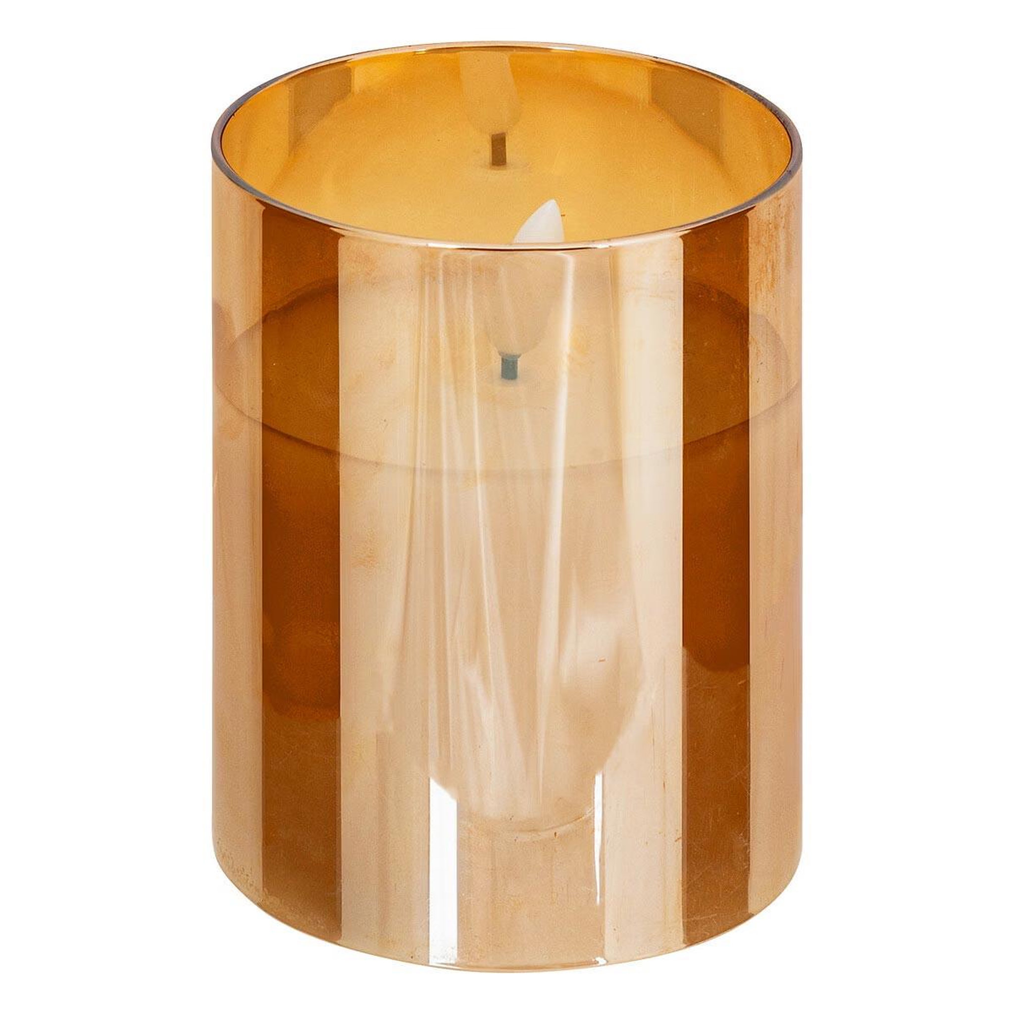 Voir la diapositive 4 : ATMOSPHERA Lot de 3 Bougies LED en Verre  Sena  15cm Ambre