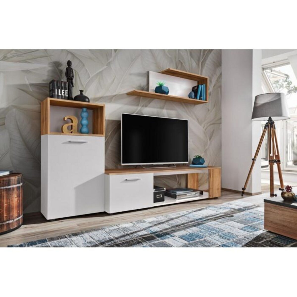 Paris Prix Ensemble Meuble TV  Maze I  200cm Blanc & Naturel