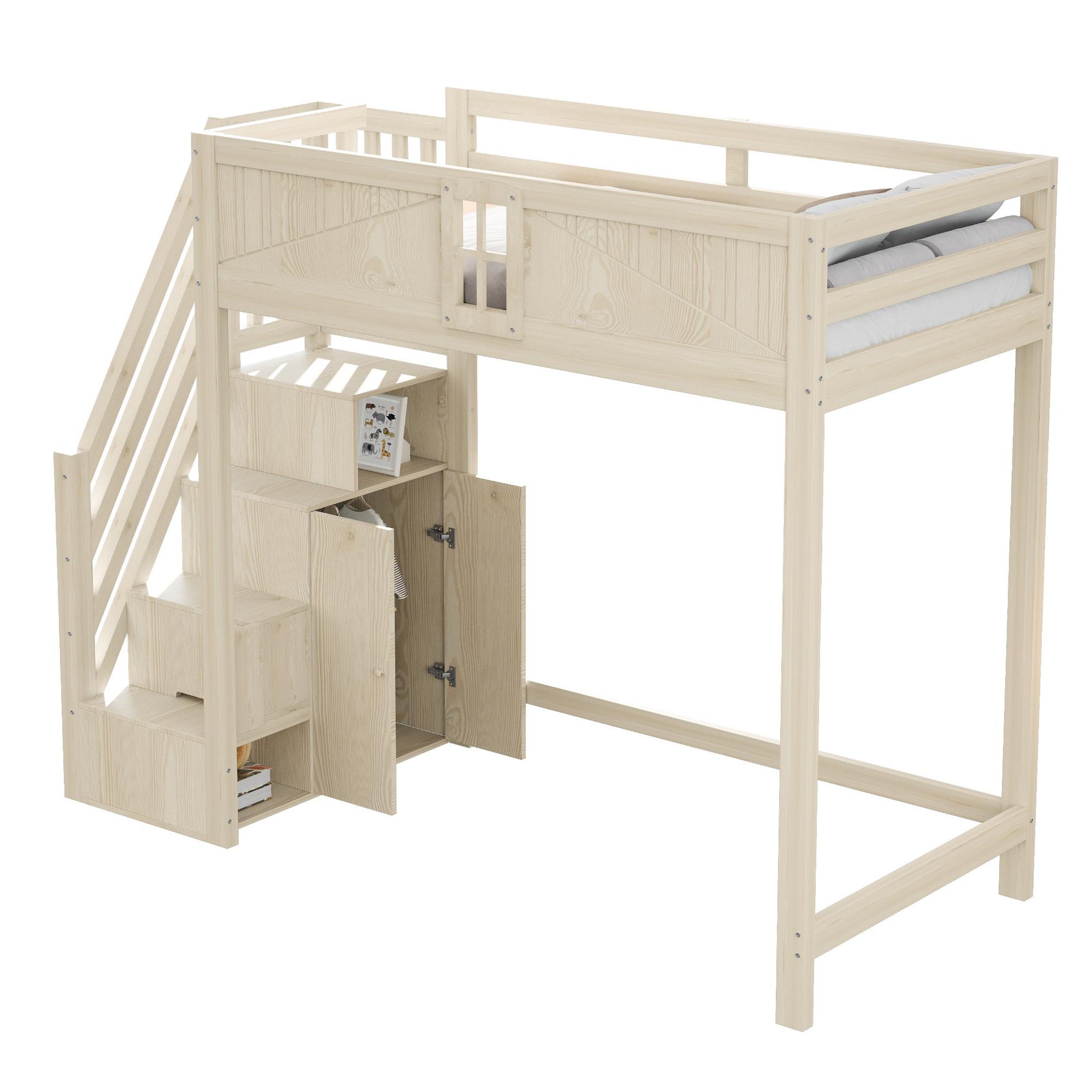 MERAX Lit mezzanine. Coloris disponibles : Marron, Blanc, Gris