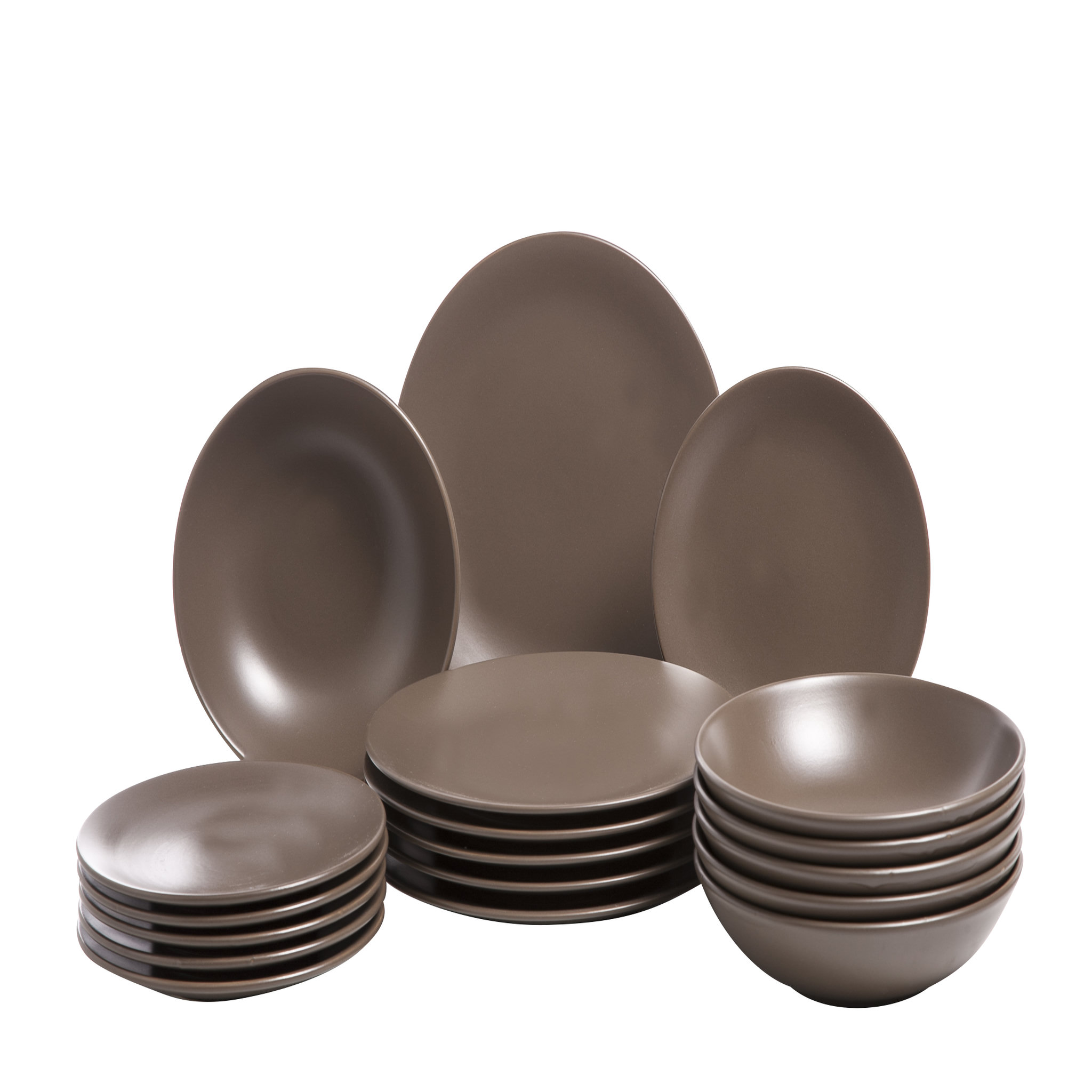 Voir la diapositive 1 : Cosy&Trendy Service d'assiettes 18 pièces FAIENCE Taupe