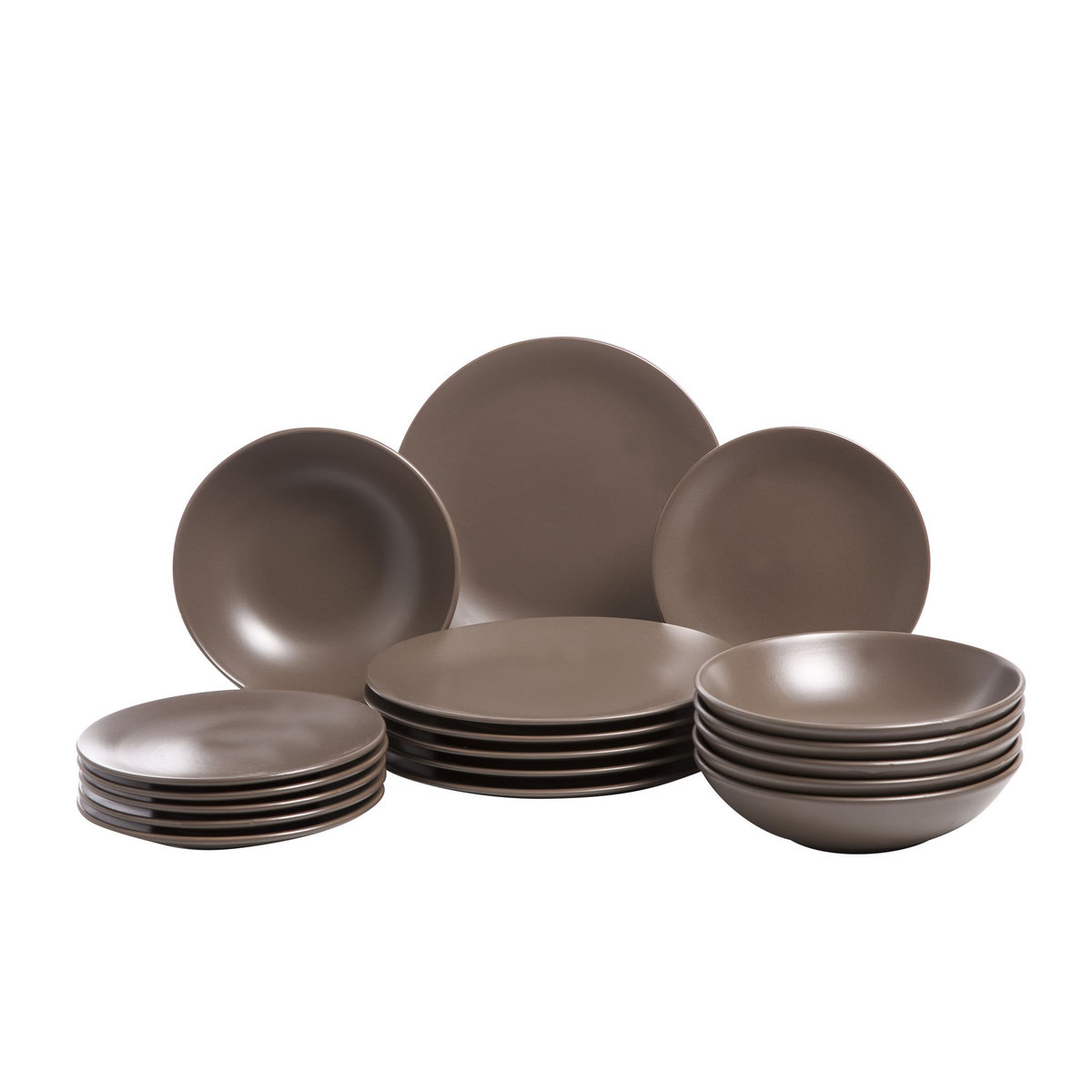 Cosy&Trendy Service d'assiettes 18 pièces FAIENCE Taupe