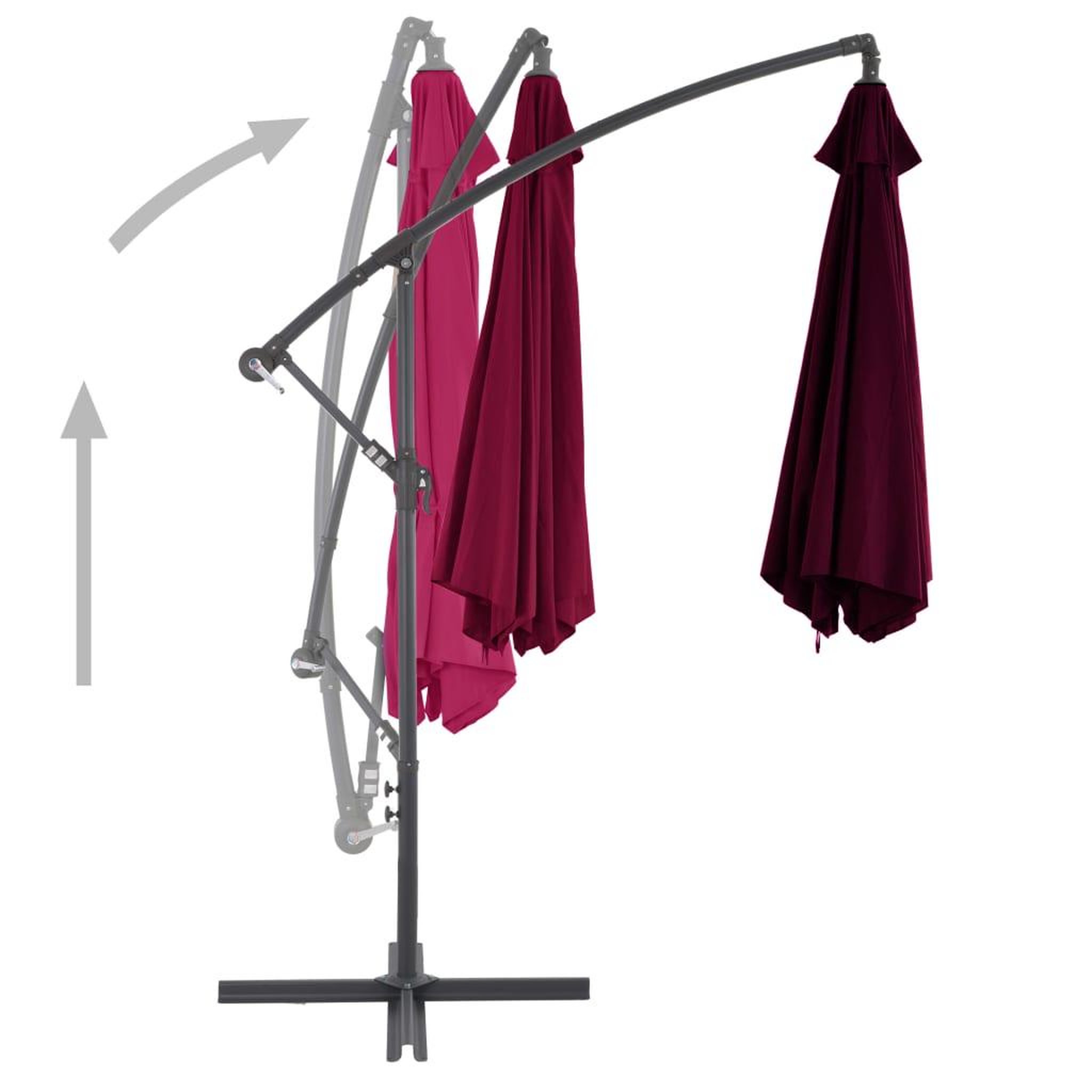 Voir la diapositive 4 : VIDAXL Parasol de jardin en porte-a-faux avec mat en aluminium
