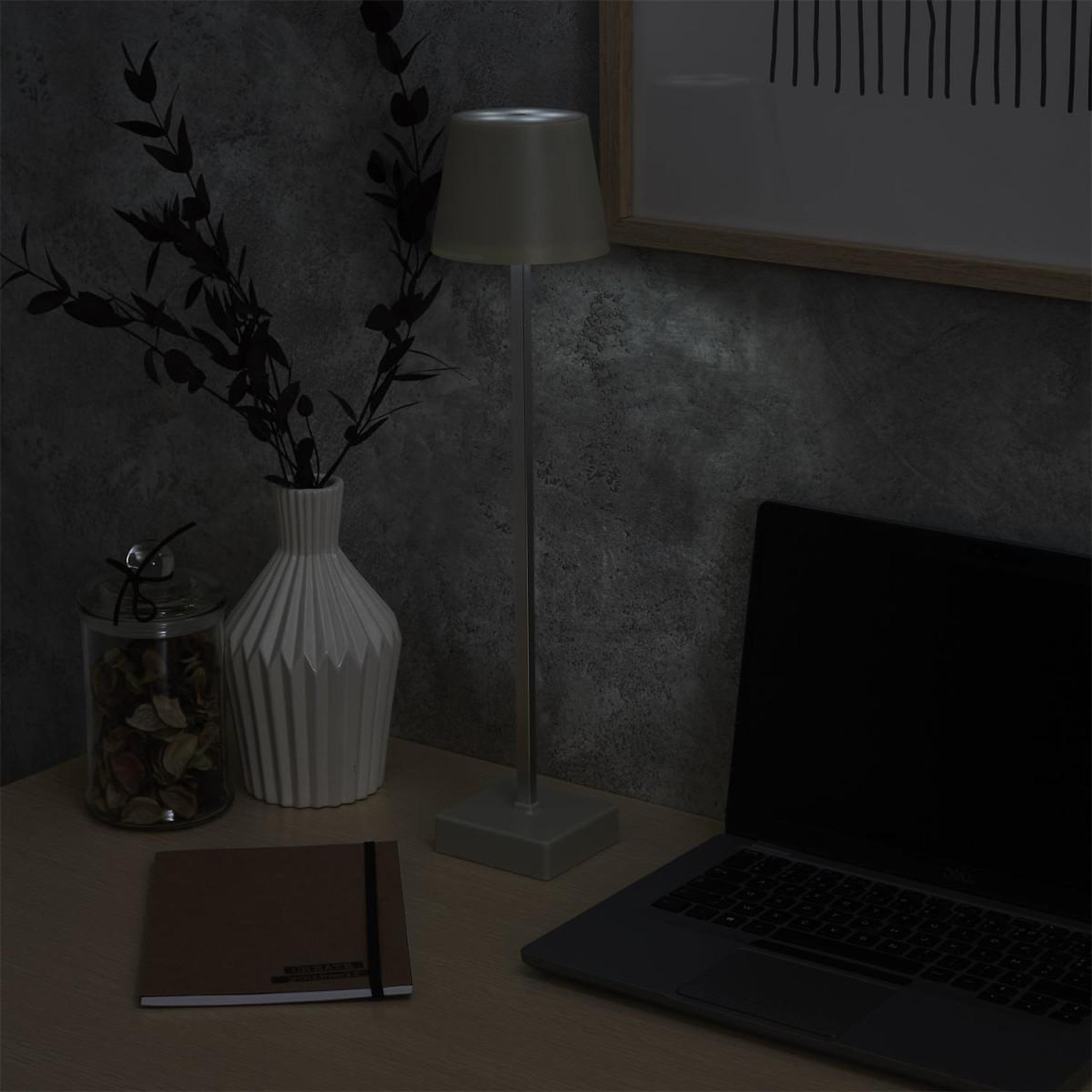 Voir la diapositive 6 : The Home Deco Factory Lampe à poser tactile  rechargeable  45cm taupe