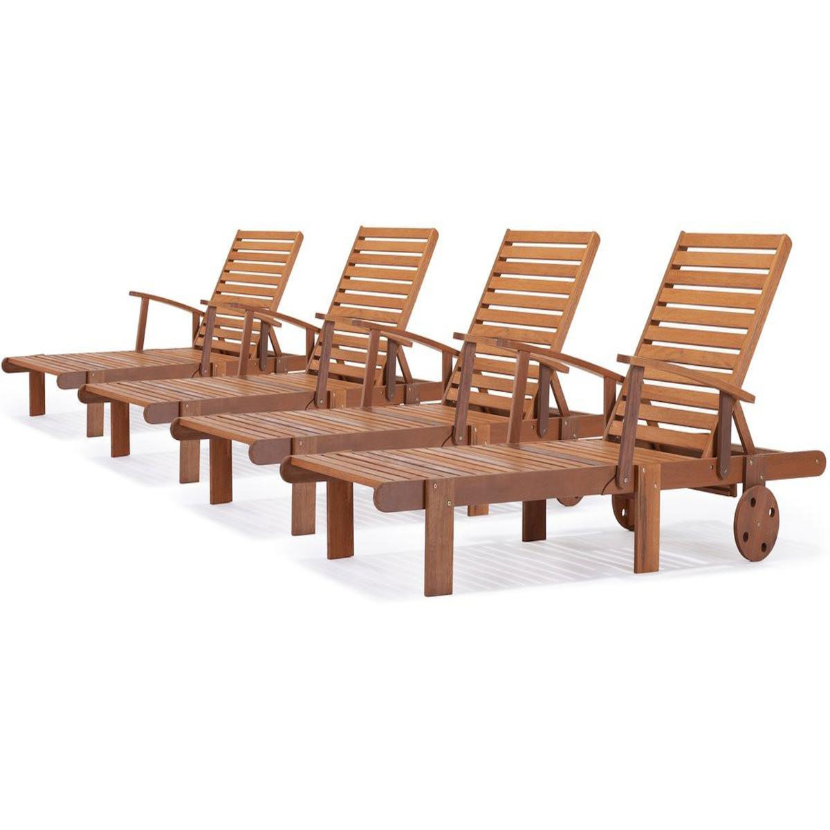 Habitat et Jardin Bain de soleil pliant en bois exotique  Tokyo  - Maple - Marron clair - Lot de 4