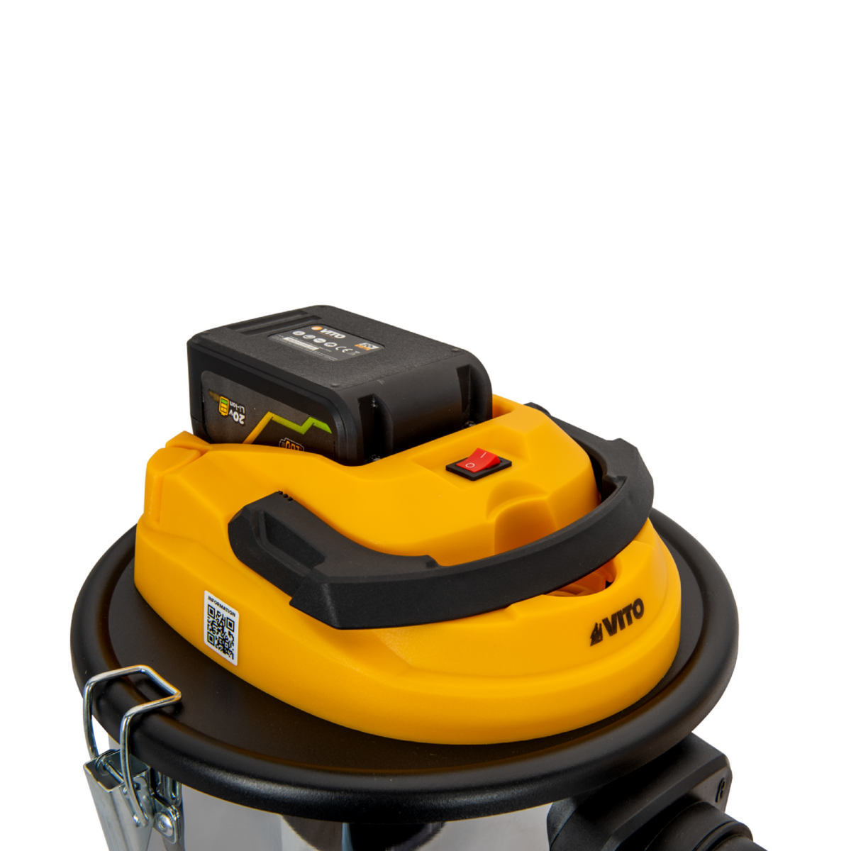 VITO Aspirateur de cendres 20V + Batterie lithium 2Ah Cuve inox 12L + Filtre HEPA + Chargeur VITO