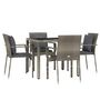 Voir la diapositive 3 : VIDAXL Ensemble a manger de jardin 5 pcs coussins gris resine tressee