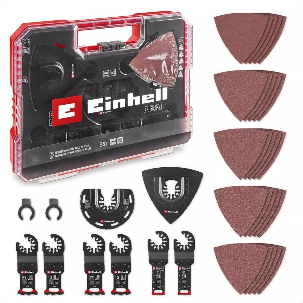 Einhell Coffret accessoires XLPlus Multi-Tools - 35 pièces - lames, racloir, ponçage - boîte de rangement