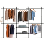 Voir la diapositive 1 : ID MARKET Dressing penderie télescopique extensible ELIOT 209/305 cm 5 penderies + 2 paniers en métal noir