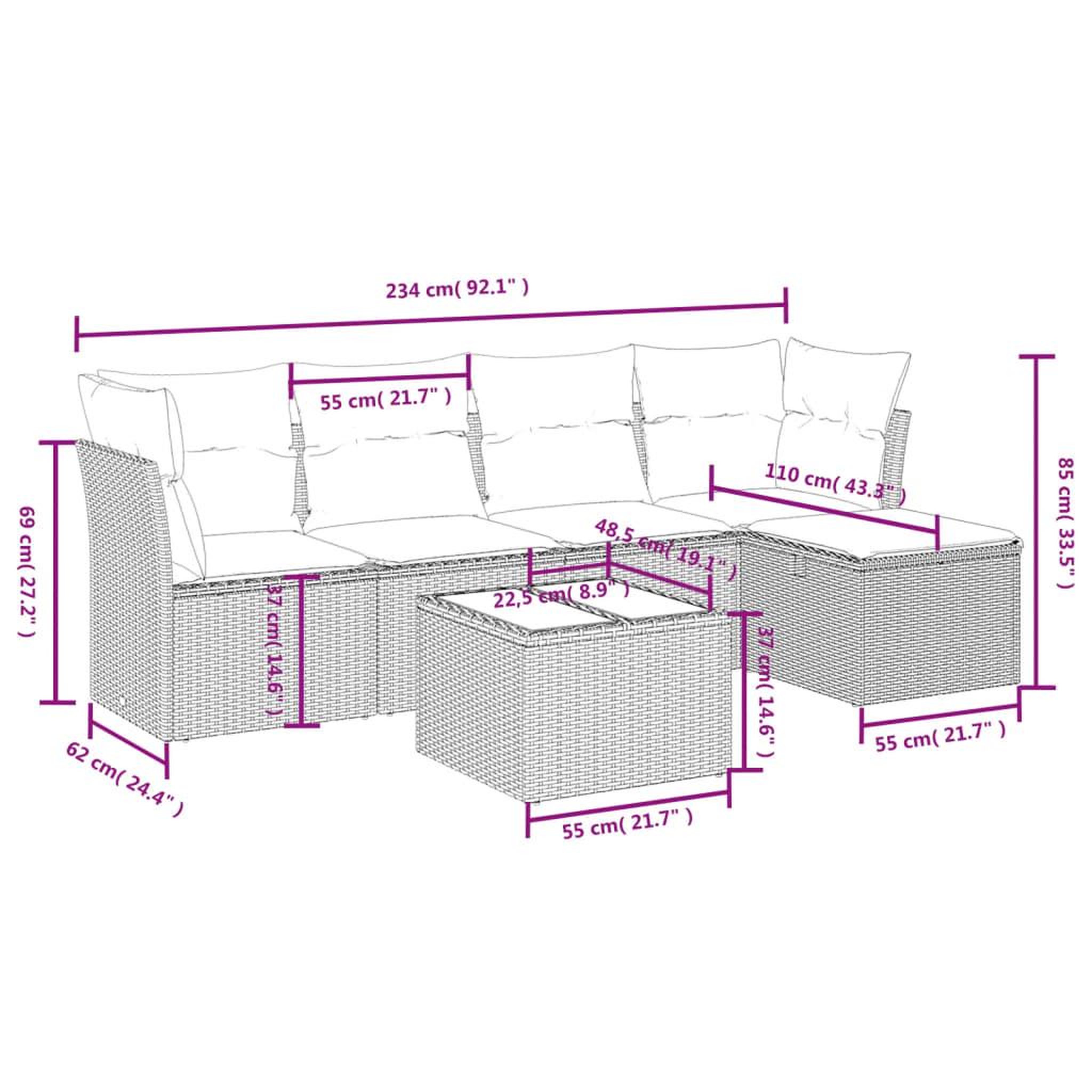 Voir la diapositive 5 : VIDAXL Salon de jardin 6 pcs avec coussins noir resine tressee