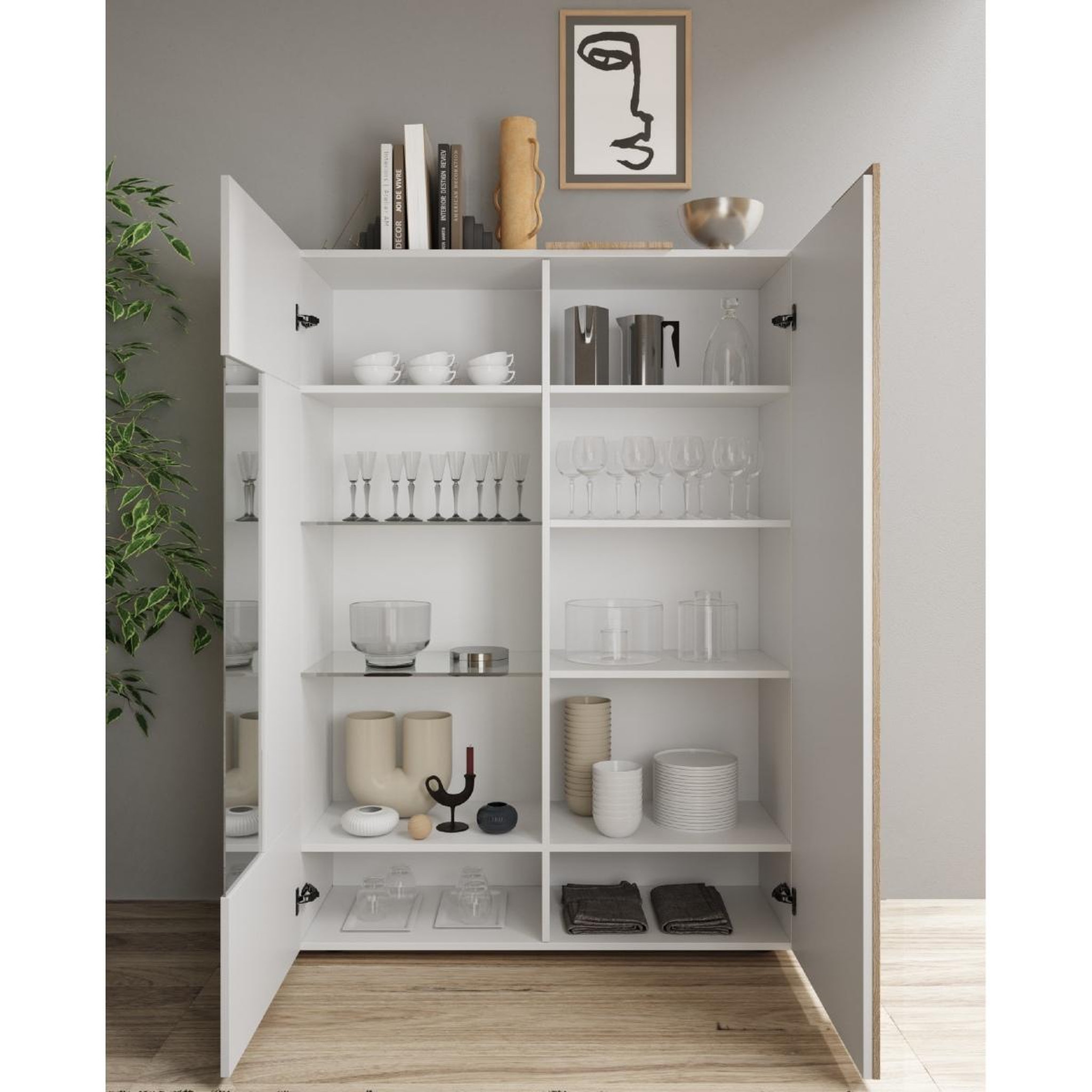 Voir la diapositive 6 : JLC KREATION Salle à manger complète moderne bois et blanc sia