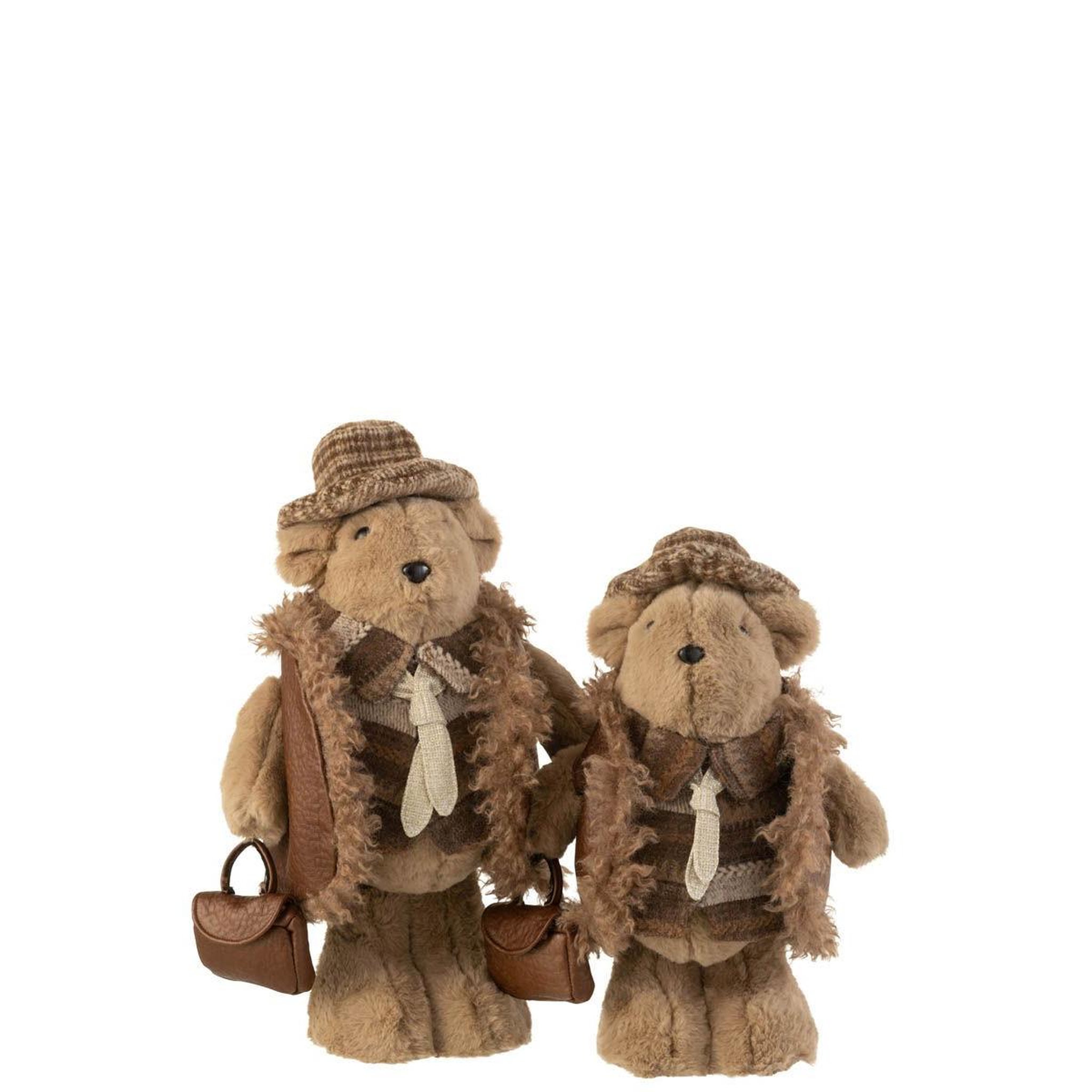 Voir la diapositive 2 : J-LINE Statuette déco ours  sac à main  38cm marron