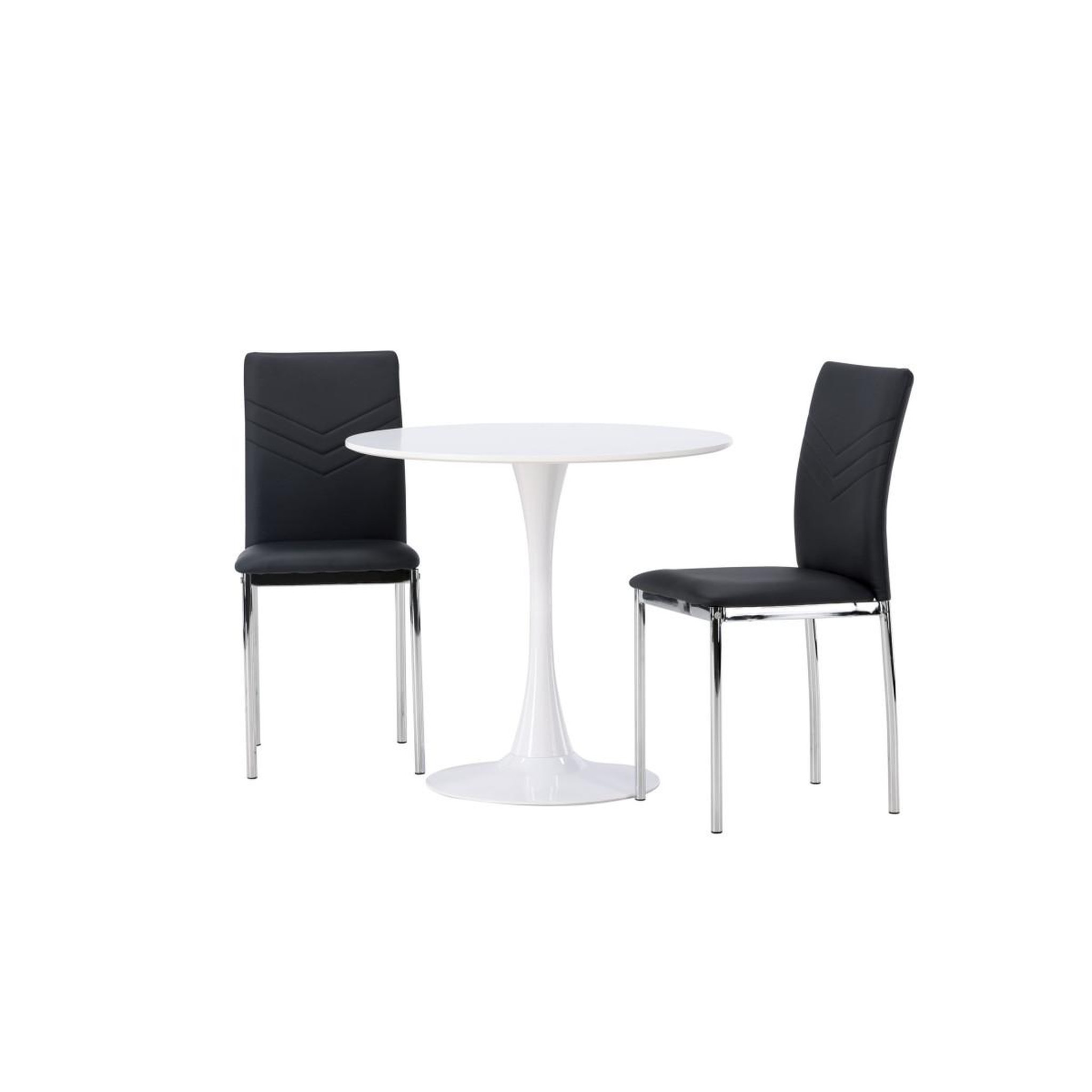 Voir la diapositive 5 : Paris Prix Ensemble table à manger & 2 chaises  hamden & lily  80cm blanc & noir