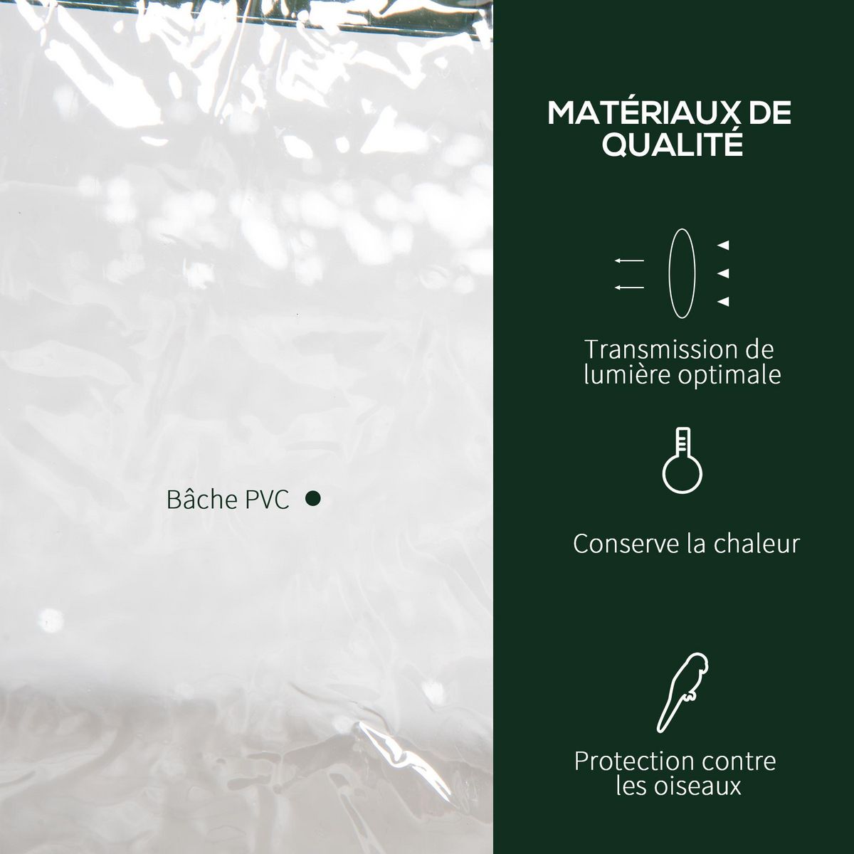 OUTSUNNY Serre de jardin balcon étagère serre 3 niveaux dim. 69L x 49l x 125H cm métal thermolaqué vert PVC haute densité transparent