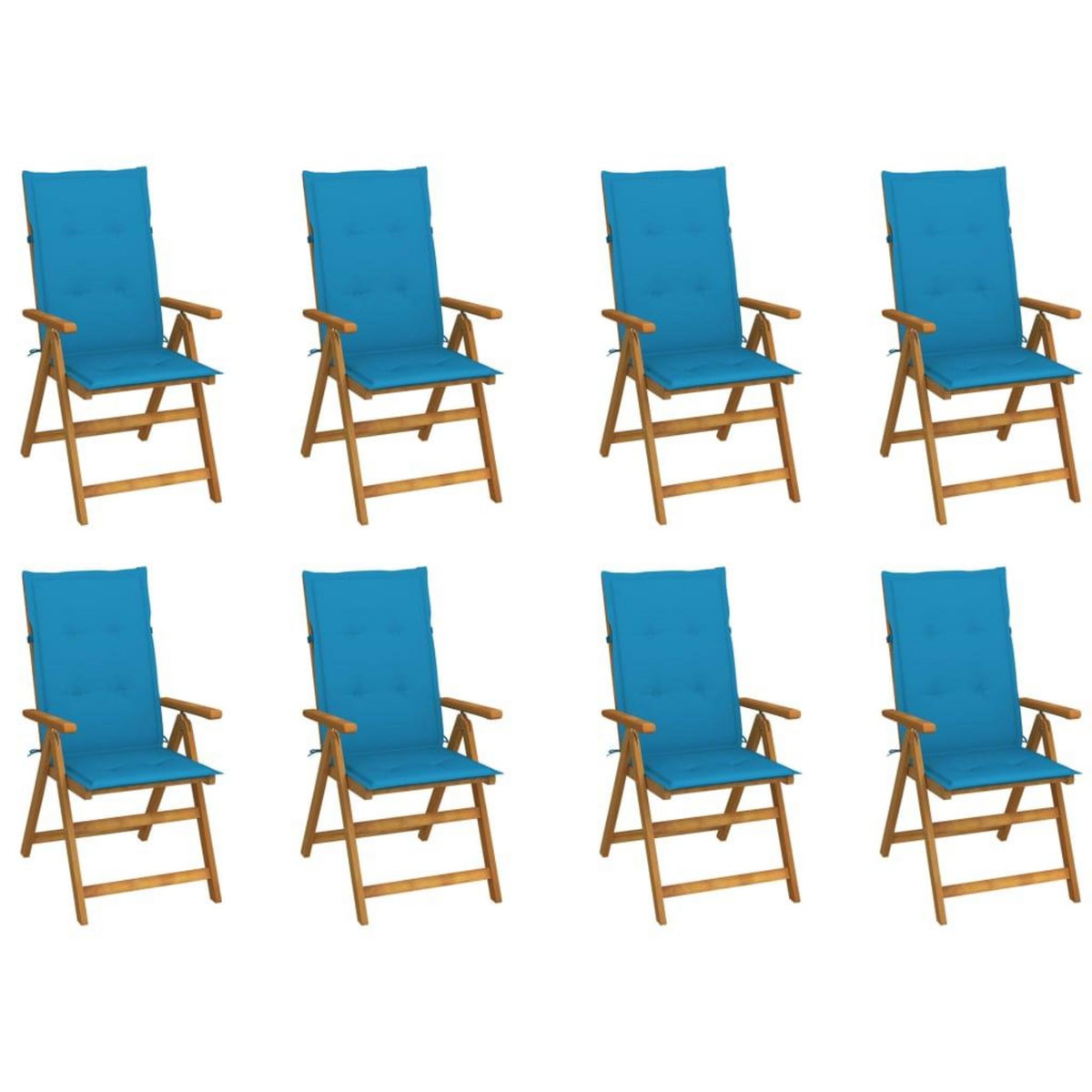 VIDAXL Chaises pliables de jardin avec coussins lot de 8 Bois d'acacia
