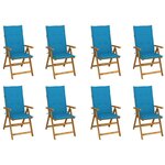 VIDAXL Chaises pliables de jardin avec coussins lot de 8 Bois d'acacia