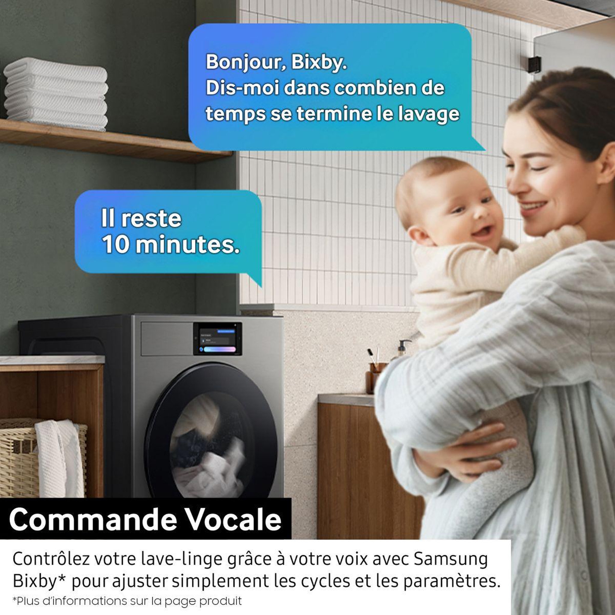 Voir la diapositive 5 : Samsung Lave linge hublot wf90f09c4s bespoke ai