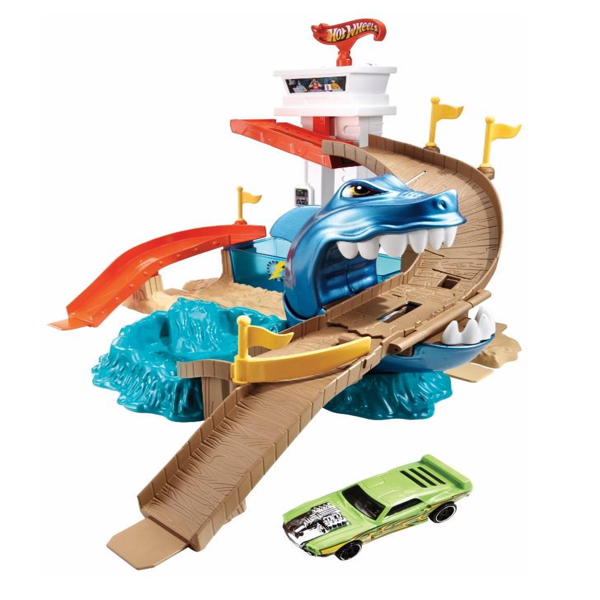 Voir la diapositive 3 : HOT WHEELS Garage à voitures et l'attaque du requin 