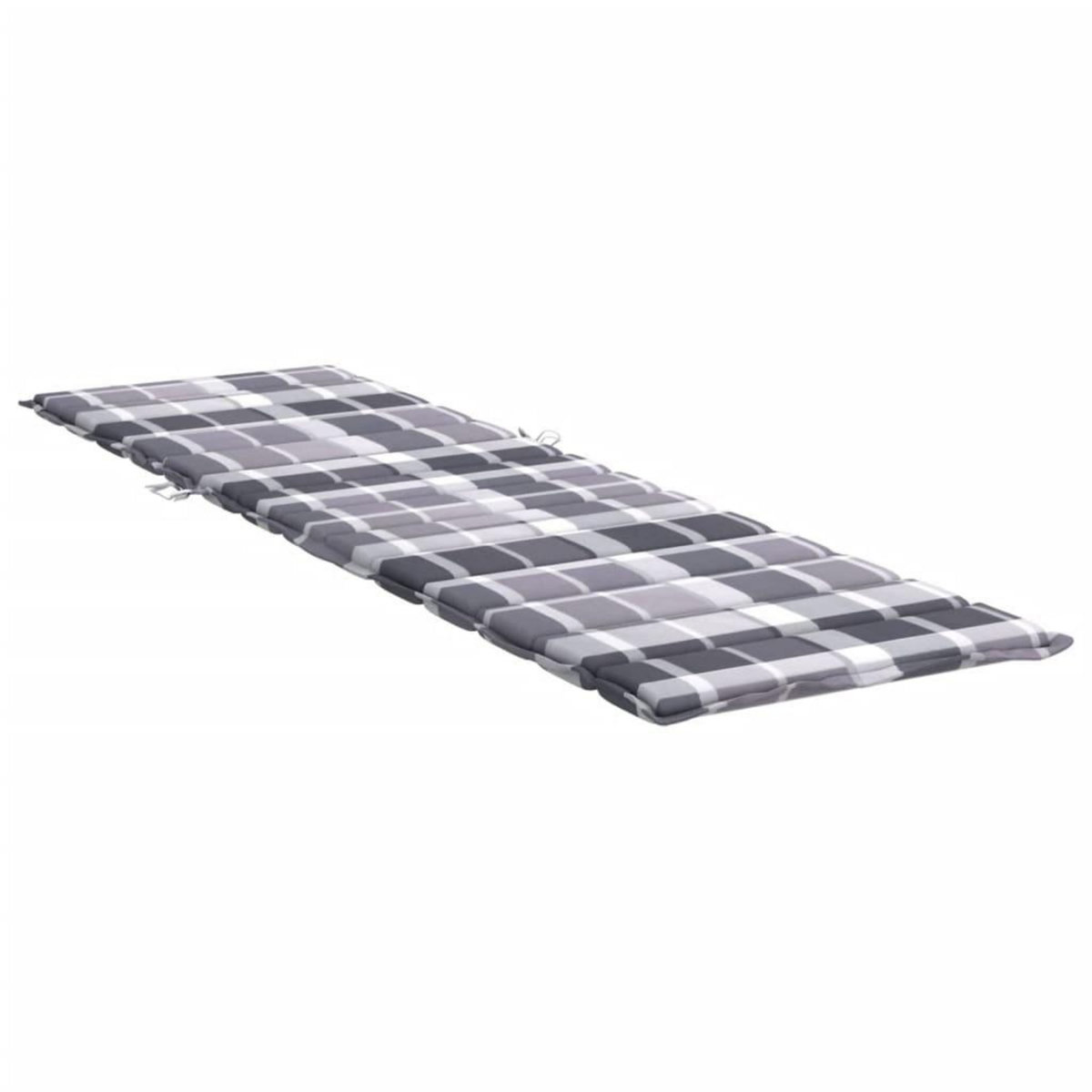 VIDAXL Coussin de chaise longue motif a carreaux gris 200x50x3 cm