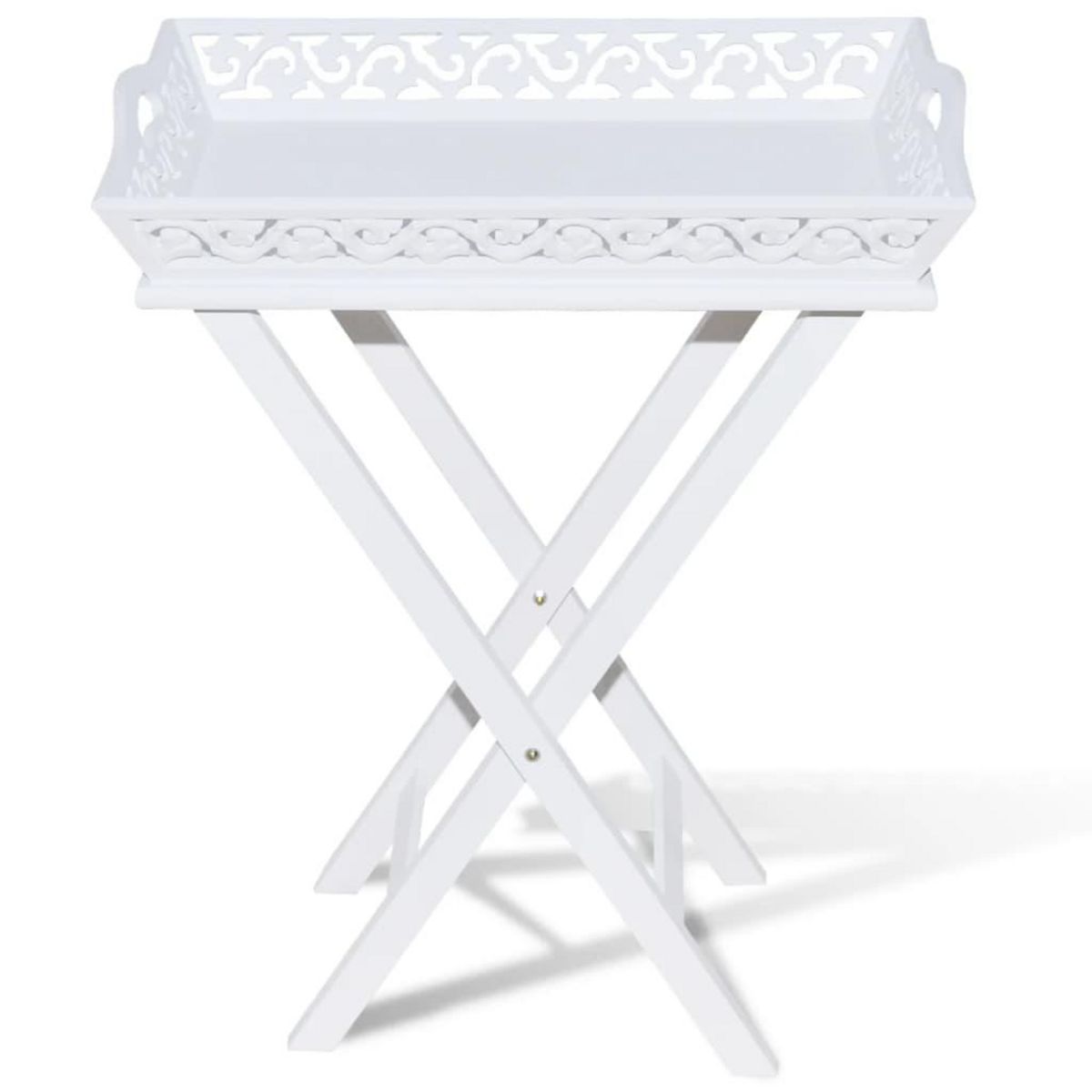 VIDAXL Table d'appoint avec plateau Blanc