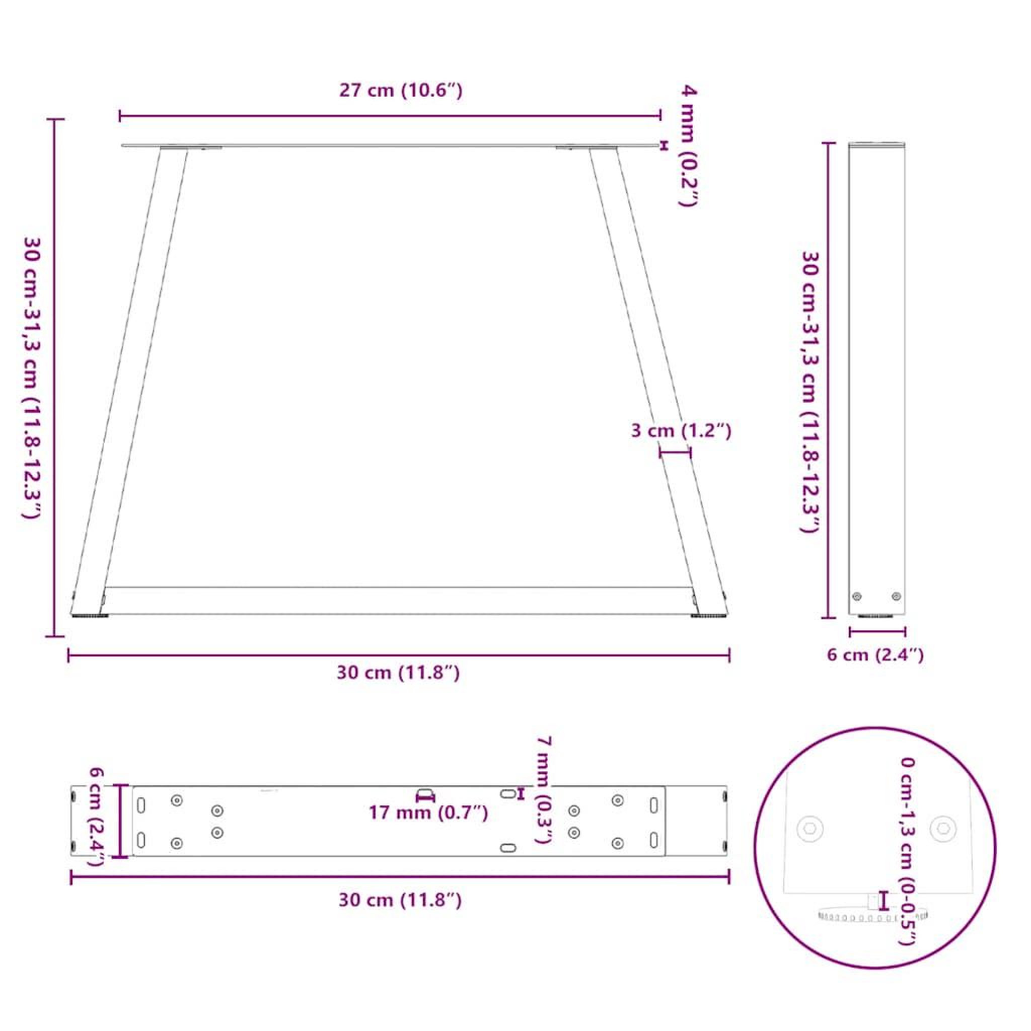 Voir la diapositive 6 : VIDAXL Pieds de table a manger forme V 2 pcs acier naturel acier