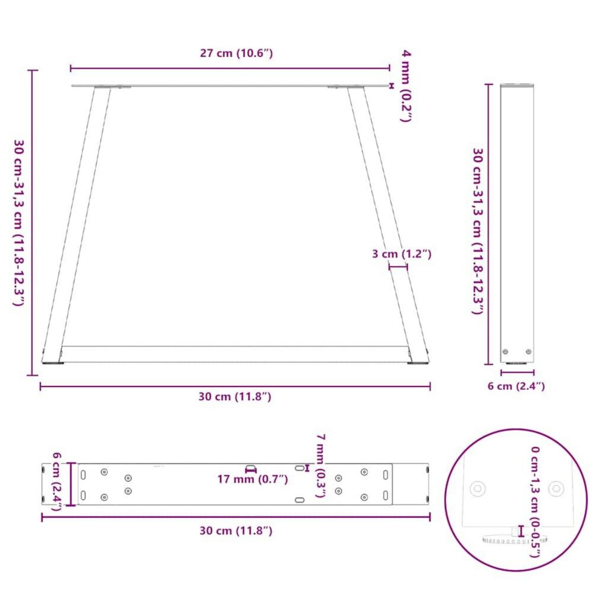 VIDAXL Pieds de table a manger forme V 2 pcs acier naturel acier