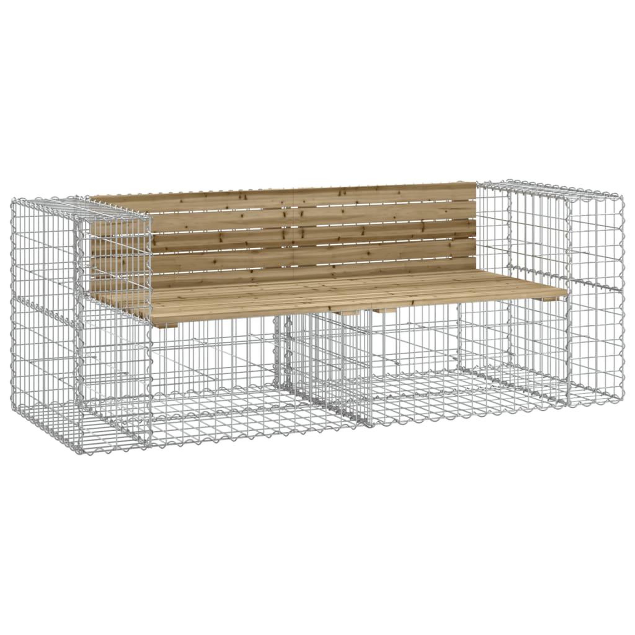 Voir la diapositive 2 : VIDAXL Banc de jardin design gabion 184x71x65,5cm bois de pin impregne