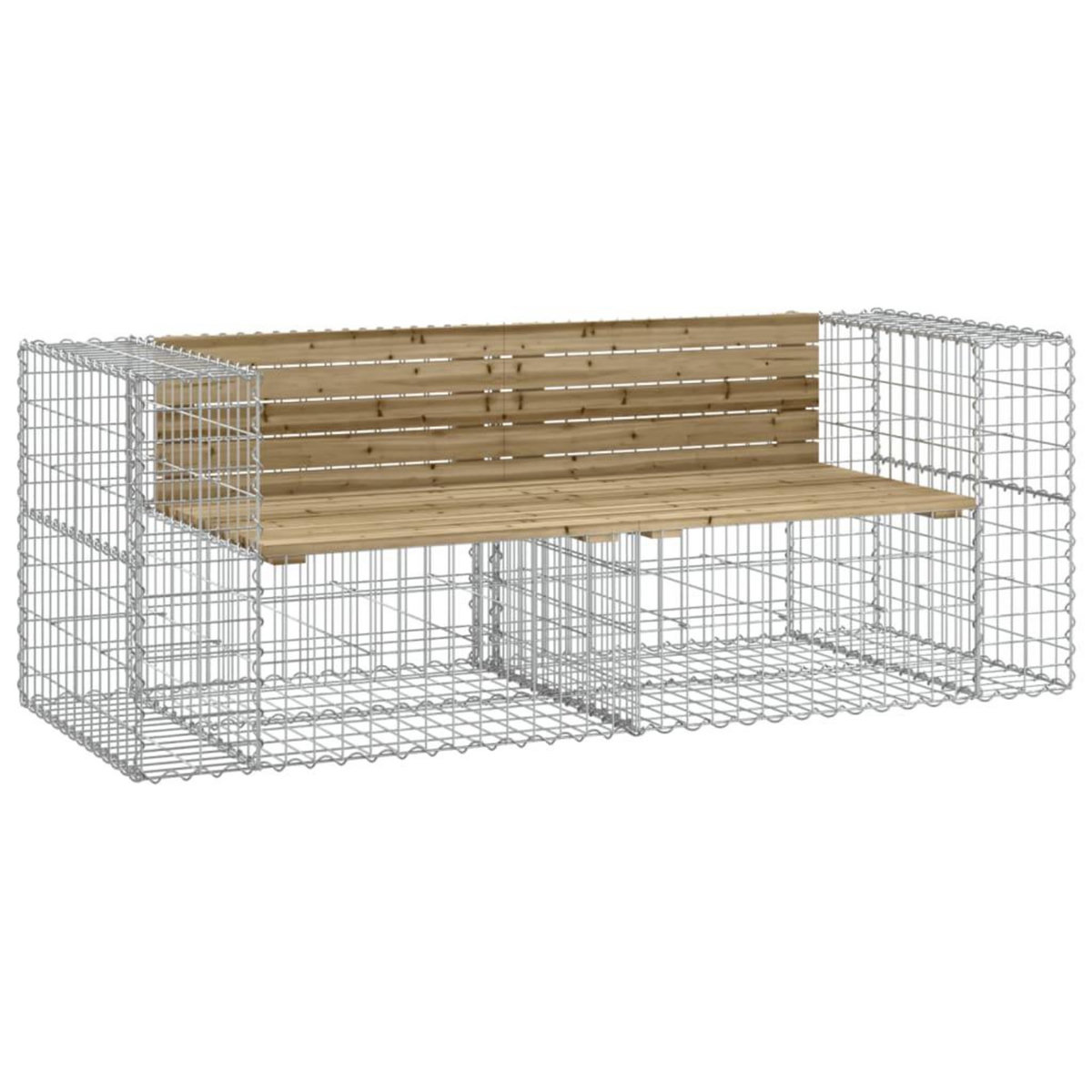 VIDAXL Banc de jardin design gabion 184x71x65,5cm bois de pin impregne
