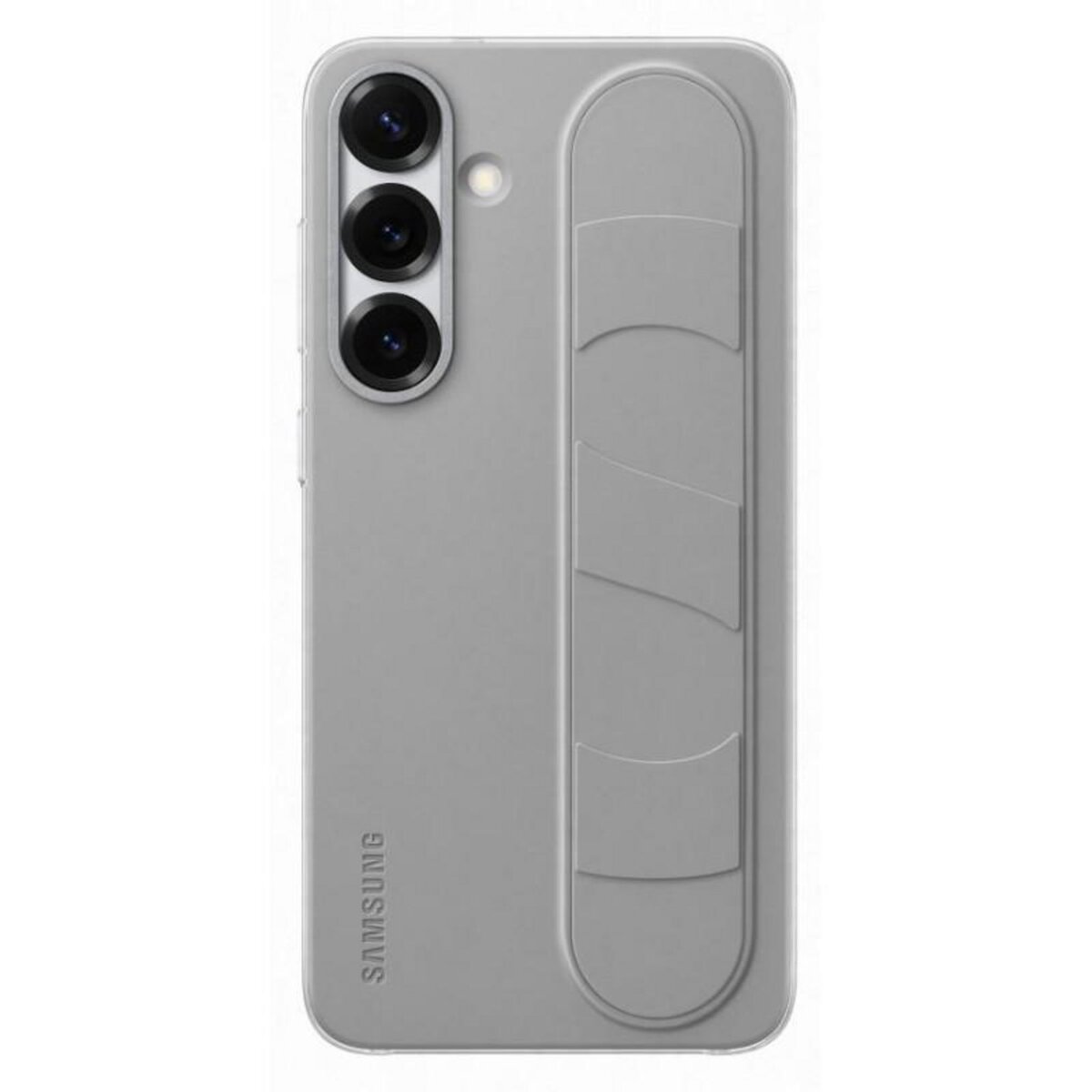 Samsung Coque en silicone avec lanière et support gris pour Samsung Galaxy S25+